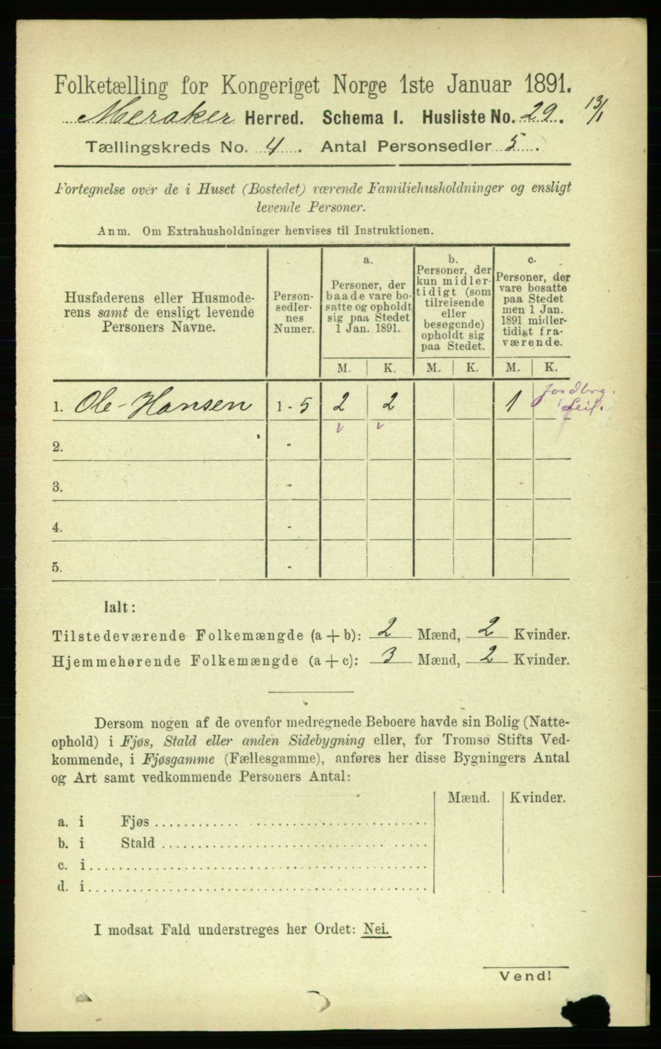 RA, 1891 census for 1711 Meråker, 1891, p. 1594