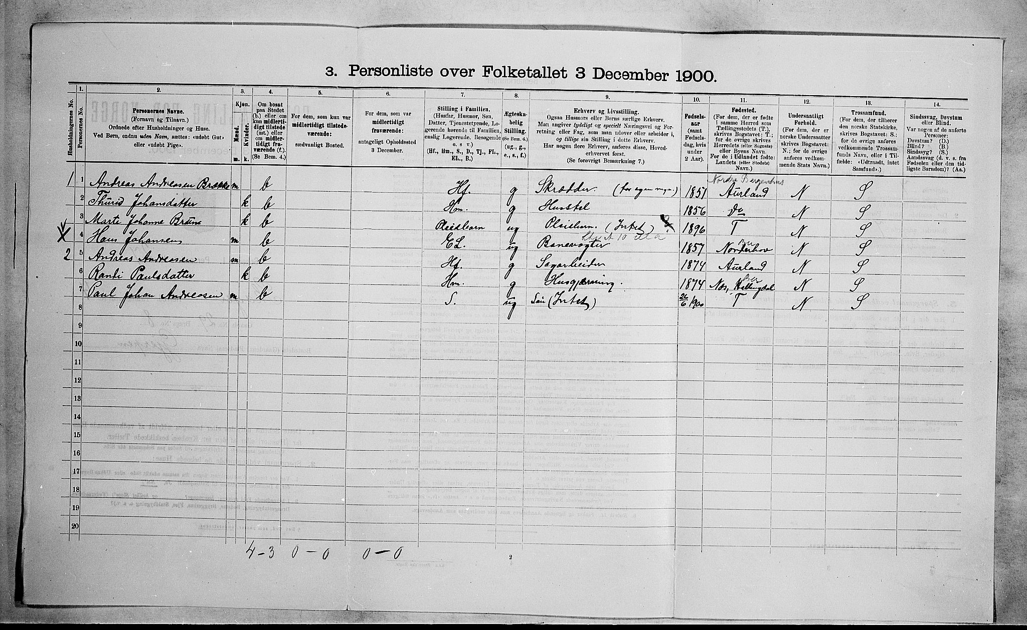 RA, 1900 census for Skoger, 1900, p. 653