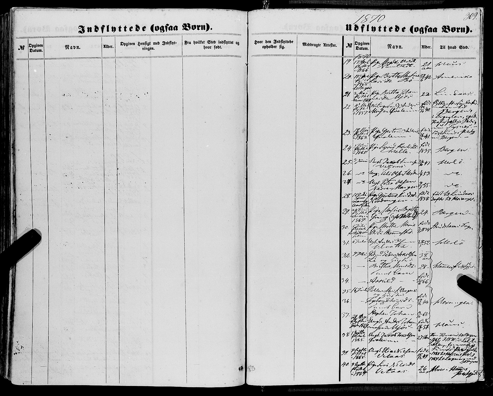 Manger sokneprestembete, AV/SAB-A-76801/H/Haa: Parish register (official) no. A 7, 1860-1870, p. 309