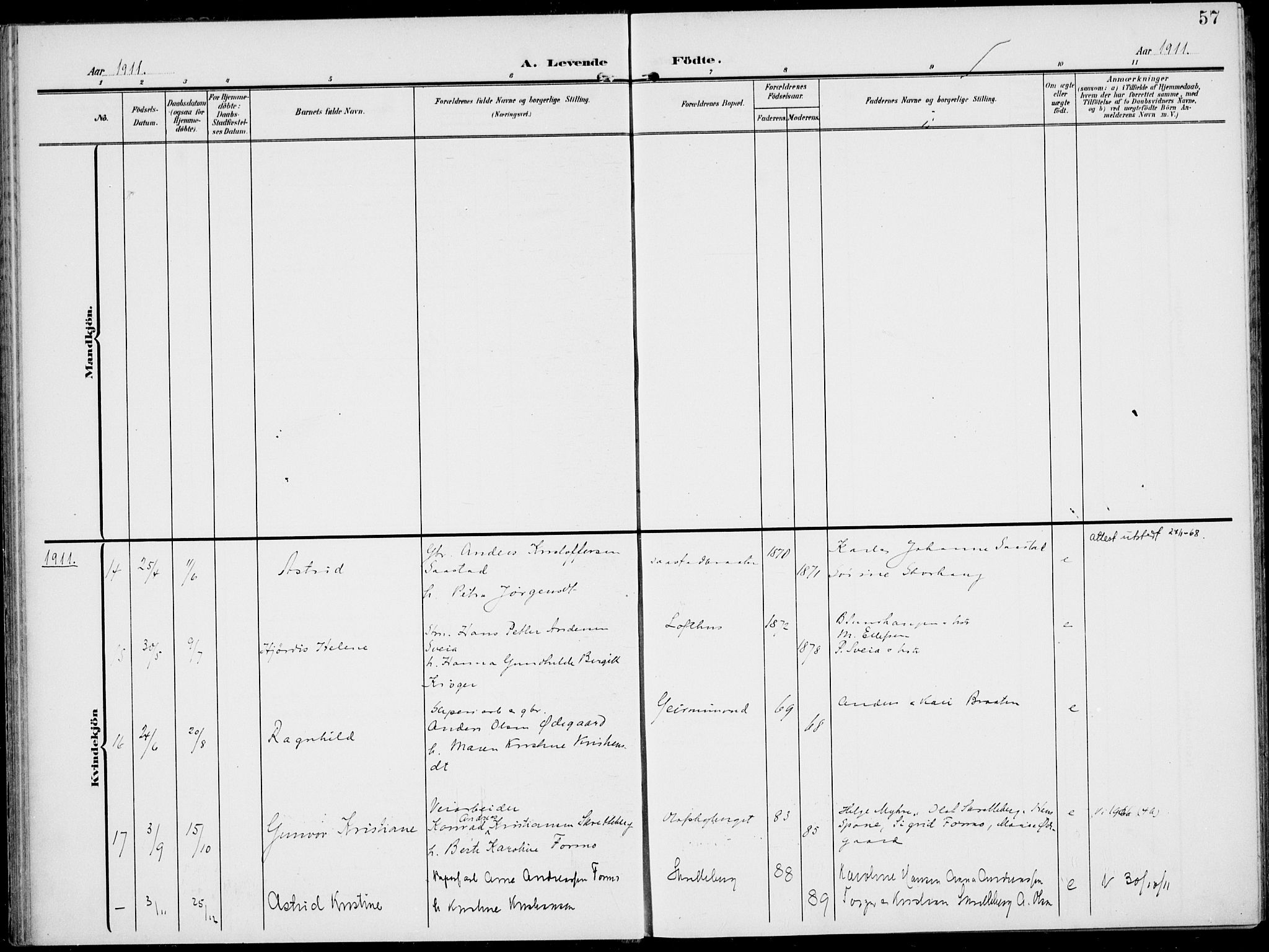 Modum kirkebøker, AV/SAKO-A-234/F/Fa/L0019: Parish register (official) no. 19, 1890-1914, p. 57