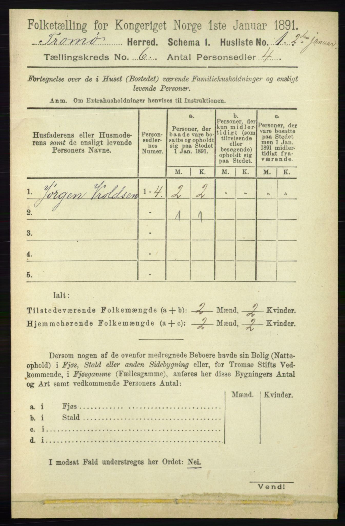 RA, 1891 census for 0921 Tromøy, 1891, p. 2836