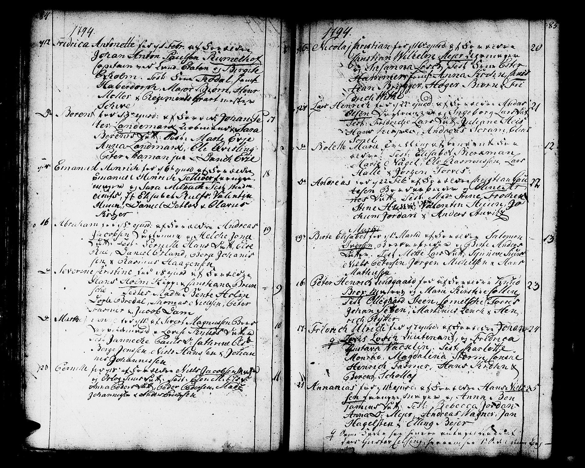 Domkirken sokneprestembete, AV/SAB-A-74801/H/Haa/L0004: Parish register (official) no. A 4, 1763-1820, p. 84-85