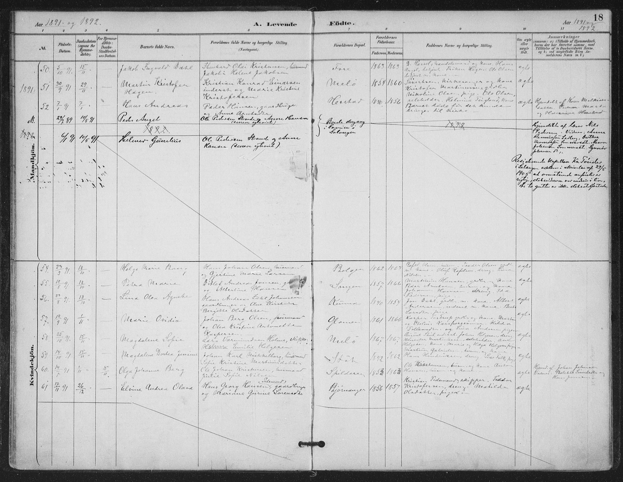 Ministerialprotokoller, klokkerbøker og fødselsregistre - Nordland, AV/SAT-A-1459/843/L0628: Parish register (official) no. 843A03, 1889-1907, p. 18