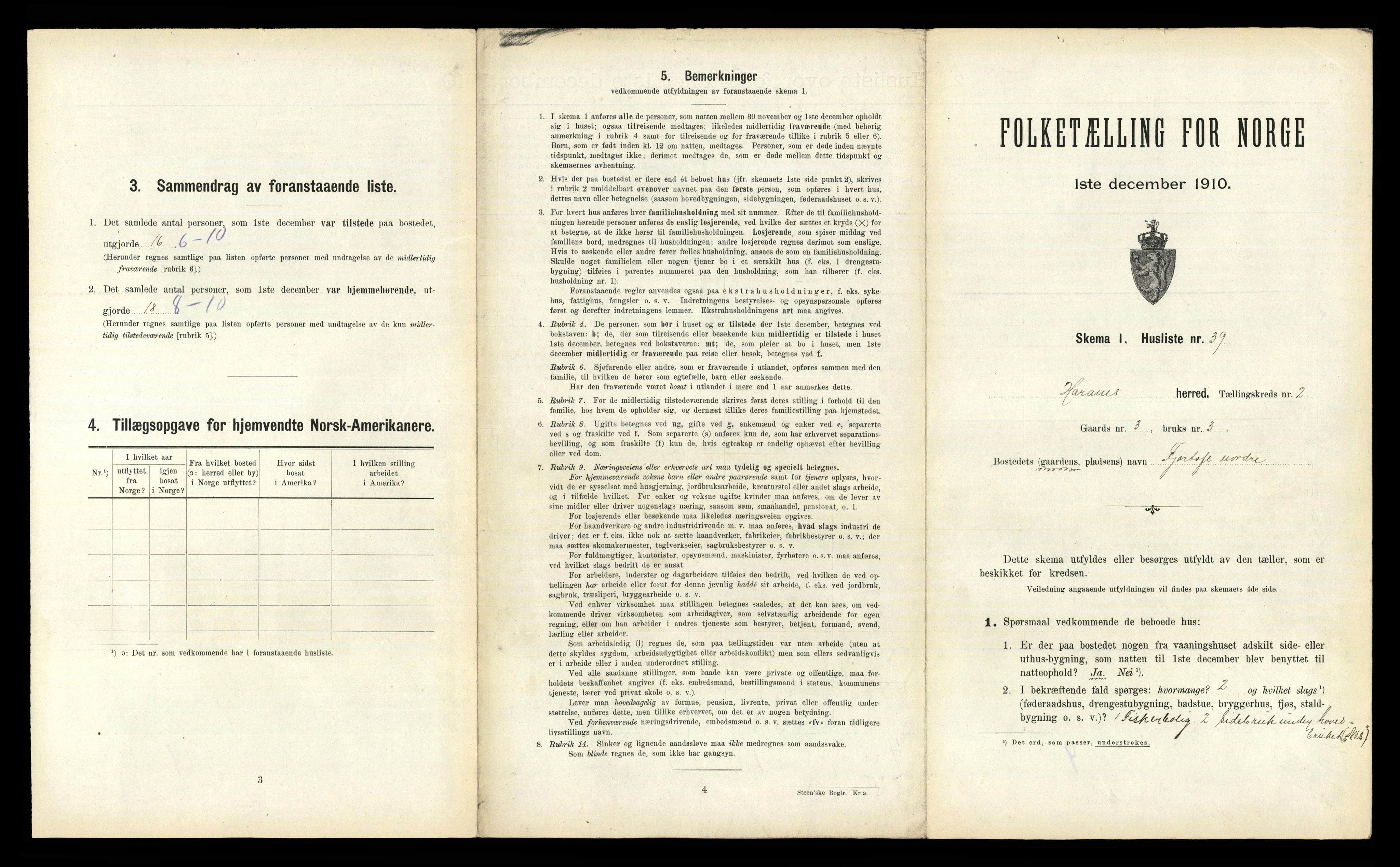 RA, 1910 census for Haram, 1910, p. 155