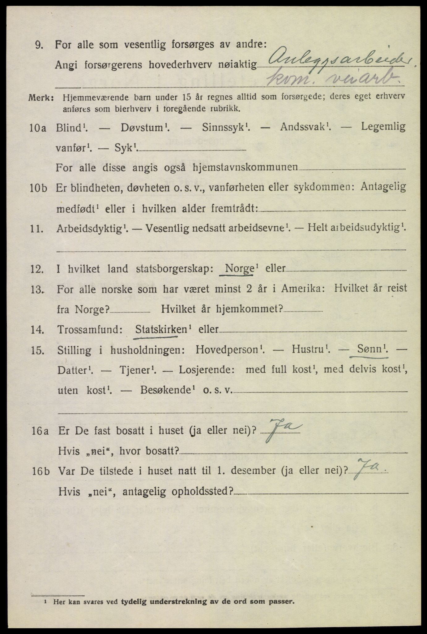 SAH, 1920 census for Jevnaker, 1920, p. 9166