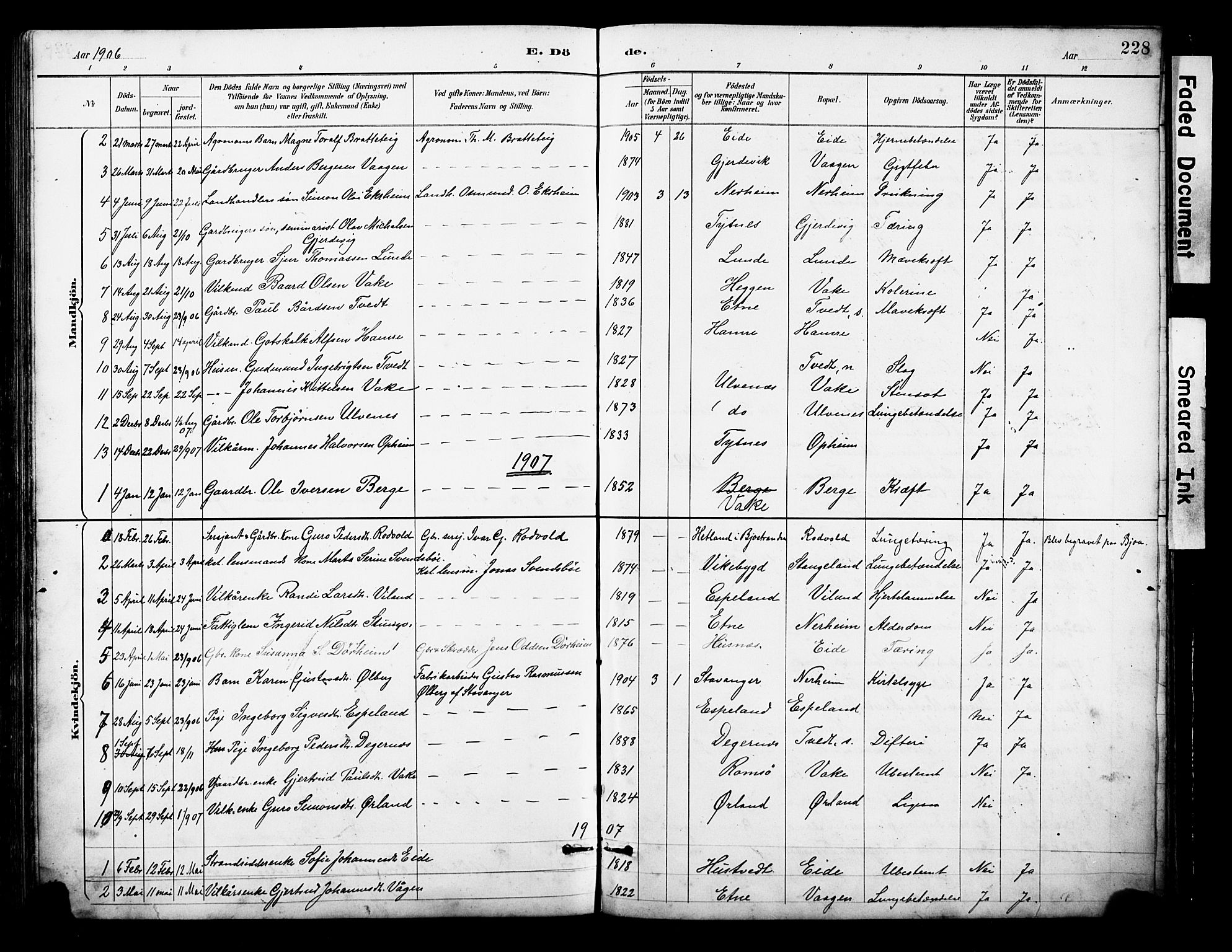 Ølen Sokneprestembete, AV/SAB-A-79201/H/Hab: Parish register (copy) no. A 4, 1888-1930, p. 228