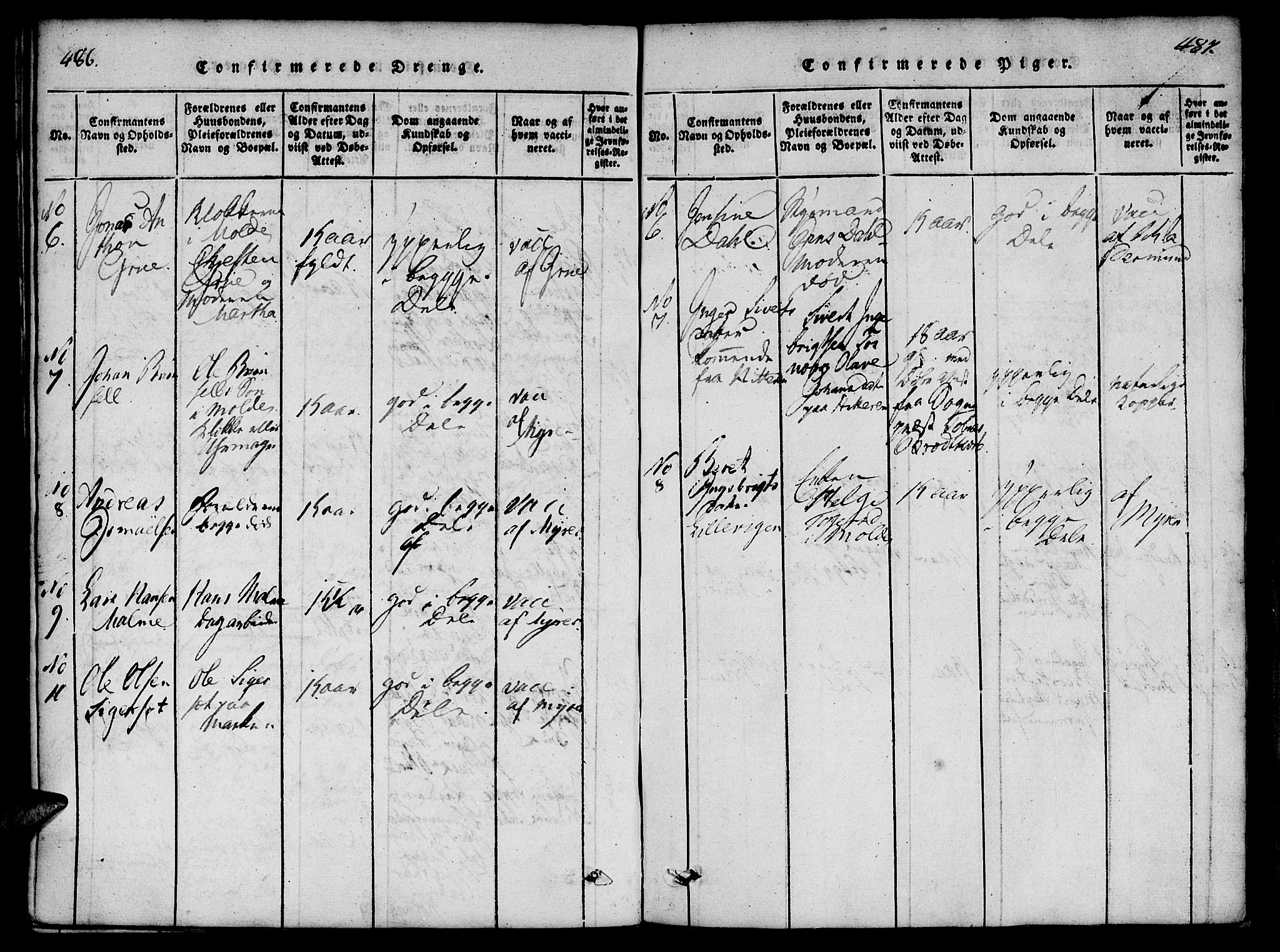 Ministerialprotokoller, klokkerbøker og fødselsregistre - Møre og Romsdal, SAT/A-1454/558/L0688: Parish register (official) no. 558A02, 1818-1843, p. 486-487