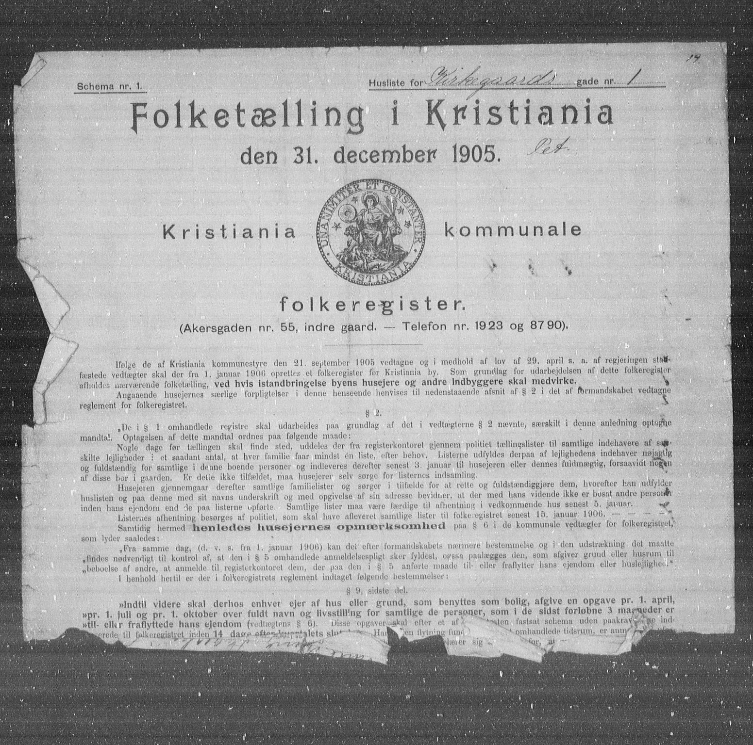 OBA, Municipal Census 1905 for Kristiania, 1905, p. 26216