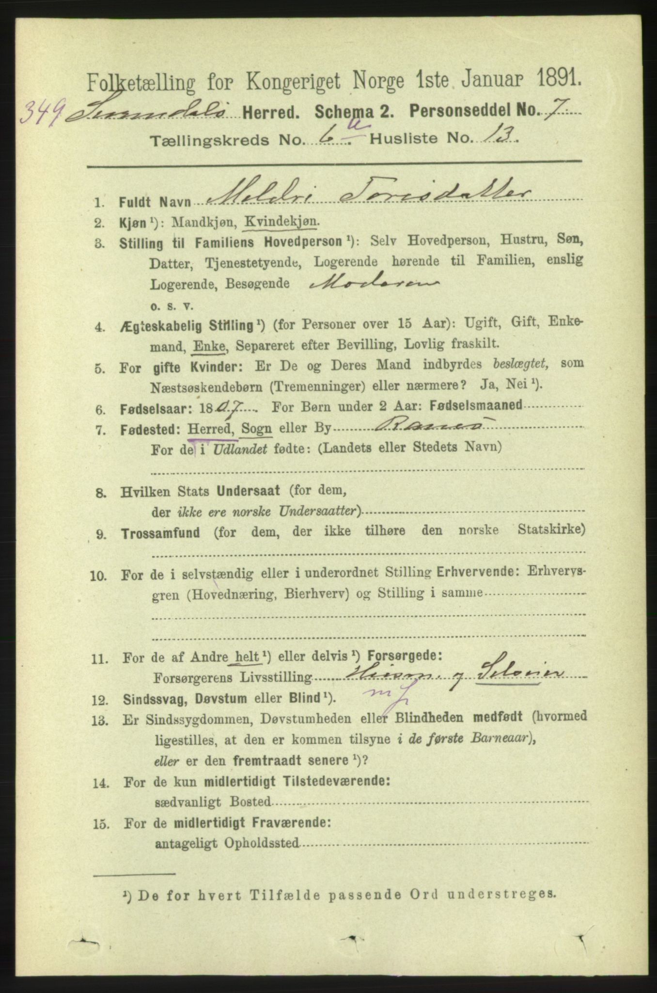 RA, 1891 census for 1566 Surnadal, 1891, p. 1744