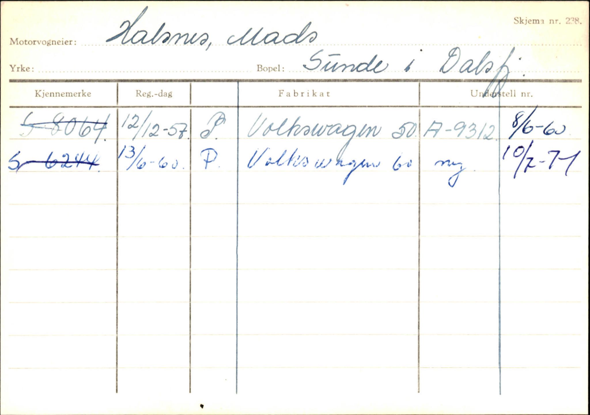 Statens vegvesen, Sogn og Fjordane vegkontor, AV/SAB-A-5301/4/F/L0125: Eigarregister Sogndal V-Å. Aurland A-Å. Fjaler A-N, 1945-1975, p. 1781