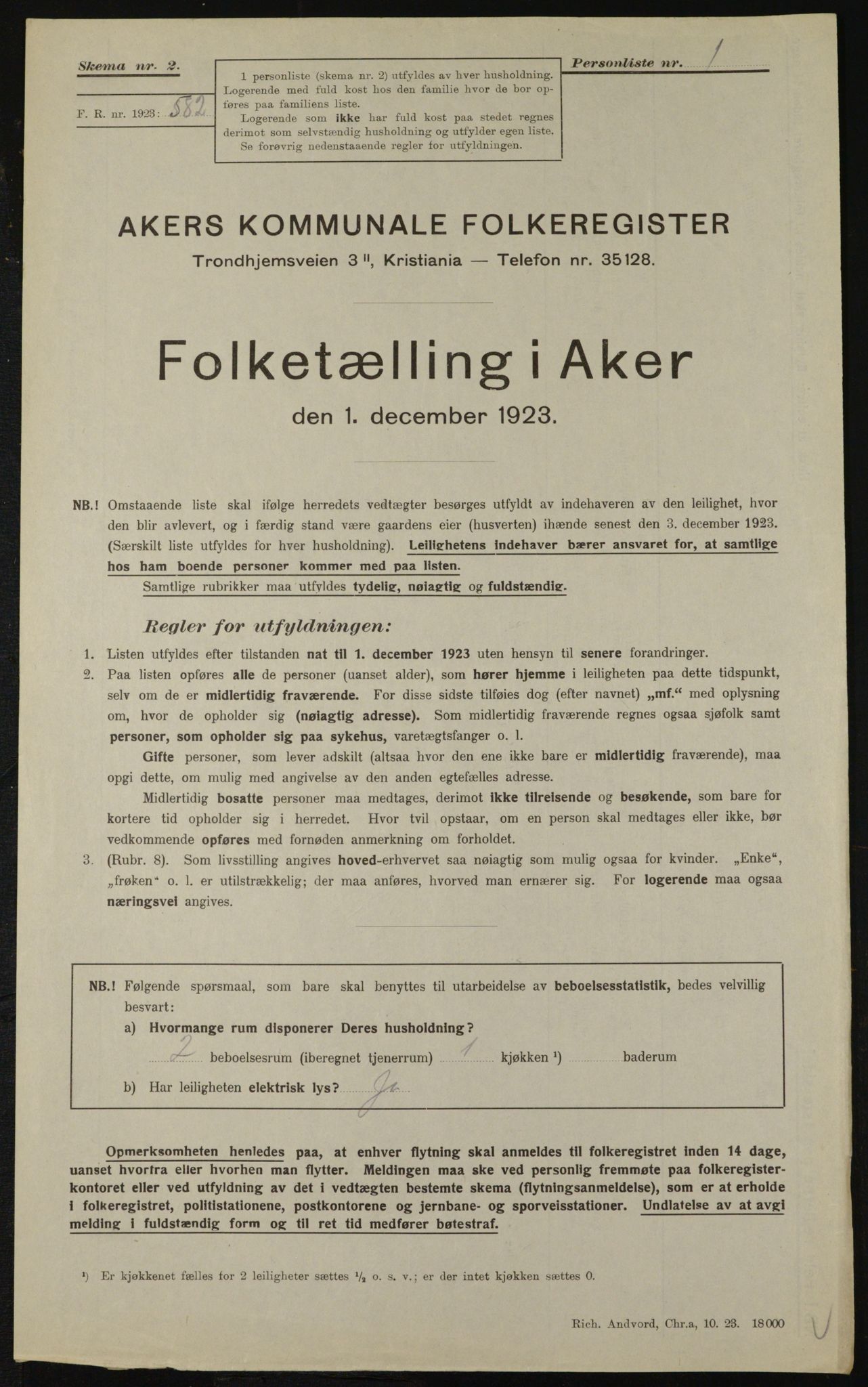 , Municipal Census 1923 for Aker, 1923, p. 11008