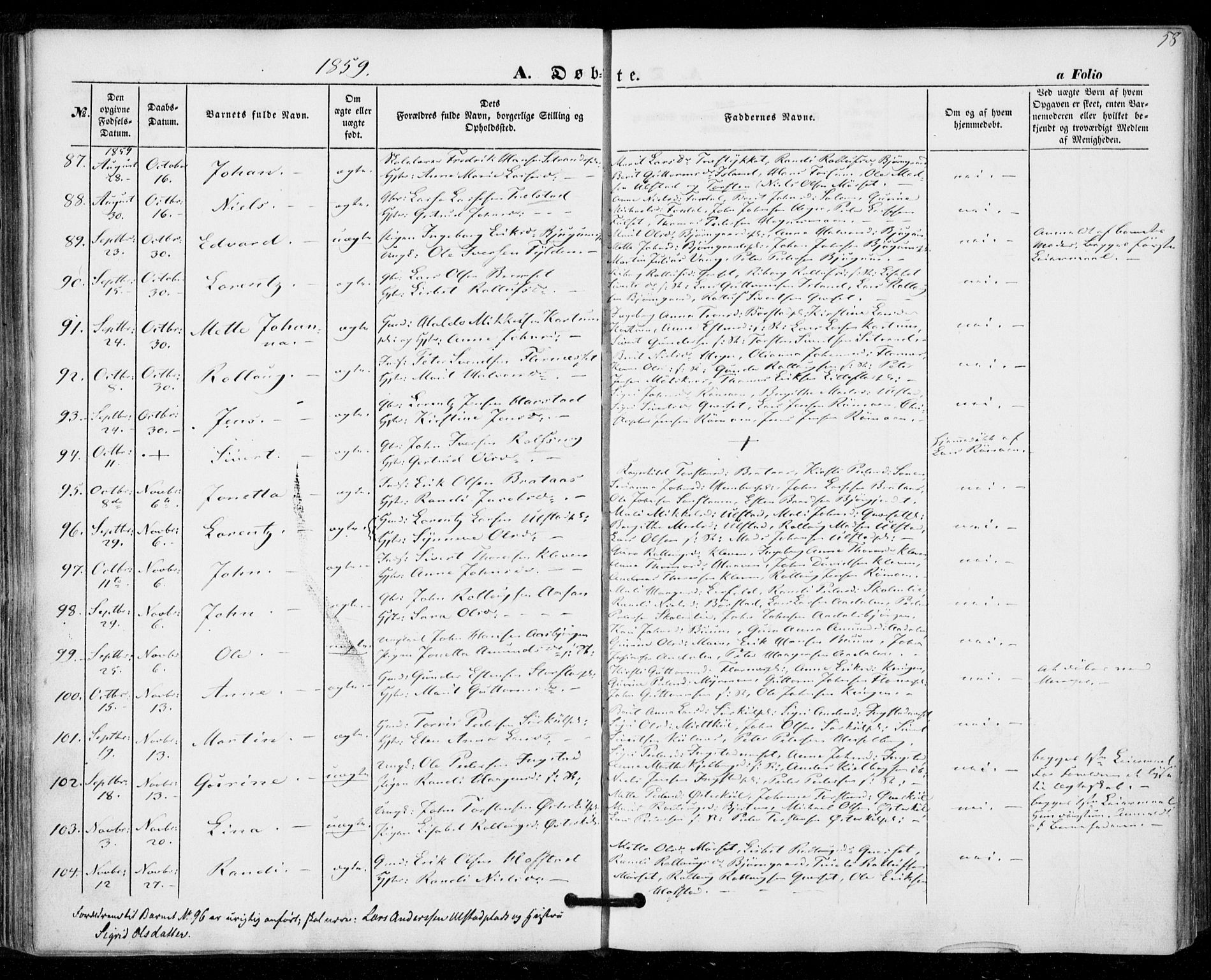 Ministerialprotokoller, klokkerbøker og fødselsregistre - Nord-Trøndelag, SAT/A-1458/703/L0028: Parish register (official) no. 703A01, 1850-1862, p. 58