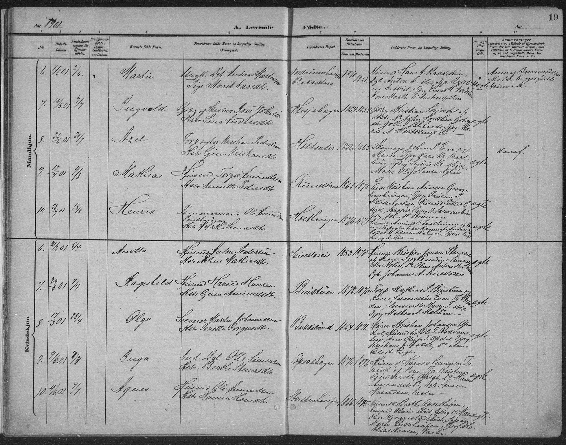 Østre Gausdal prestekontor, SAH/PREST-092/H/Ha/Haa/L0004: Parish register (official) no. 4, 1898-1914, p. 19
