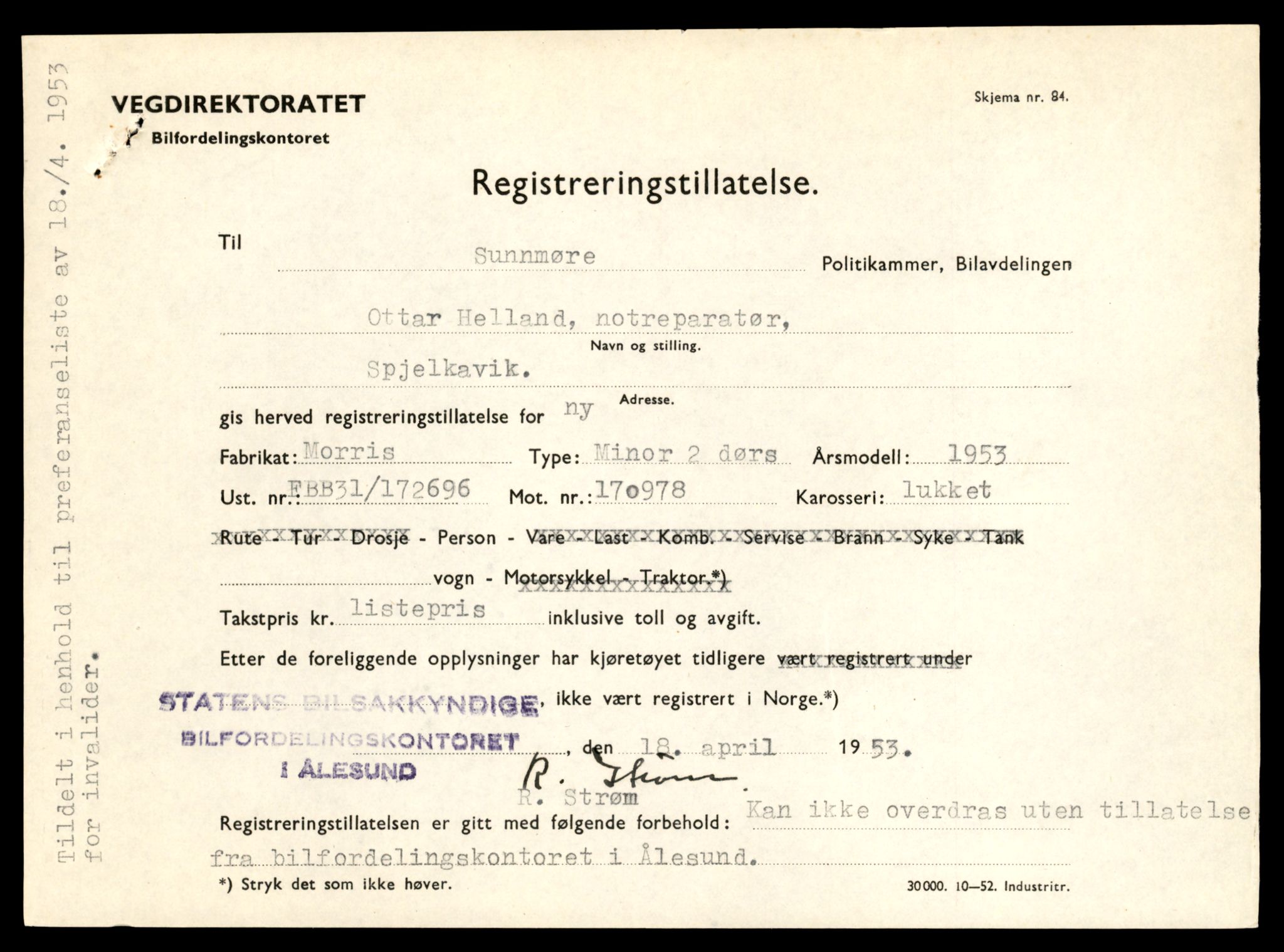 Møre og Romsdal vegkontor - Ålesund trafikkstasjon, AV/SAT-A-4099/F/Fe/L0043: Registreringskort for kjøretøy T 14080 - T 14204, 1927-1998, p. 1491