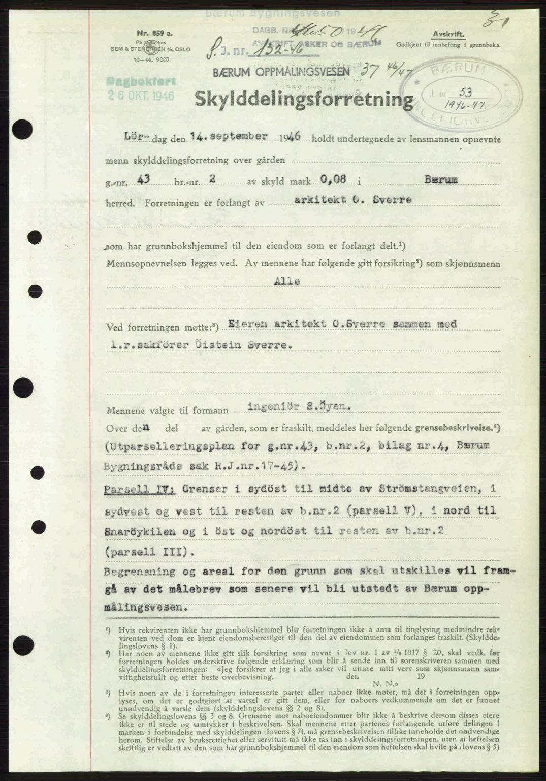 Aker herredsskriveri, AV/SAO-A-10896/G/Gb/Gbb/Gbbb/L0036: Mortgage book no. A82, 1946-1947, Diary no: : 4650/1946