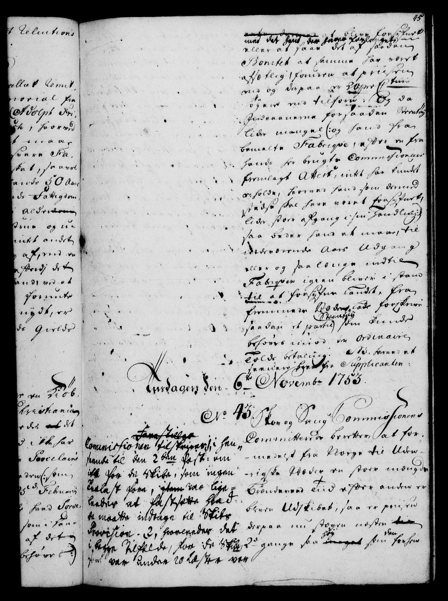 Rentekammeret, Kammerkanselliet, RA/EA-3111/G/Gh/Gha/L0032: Norsk ekstraktmemorialprotokoll (merket RK 53.77), 1753-1755, p. 45