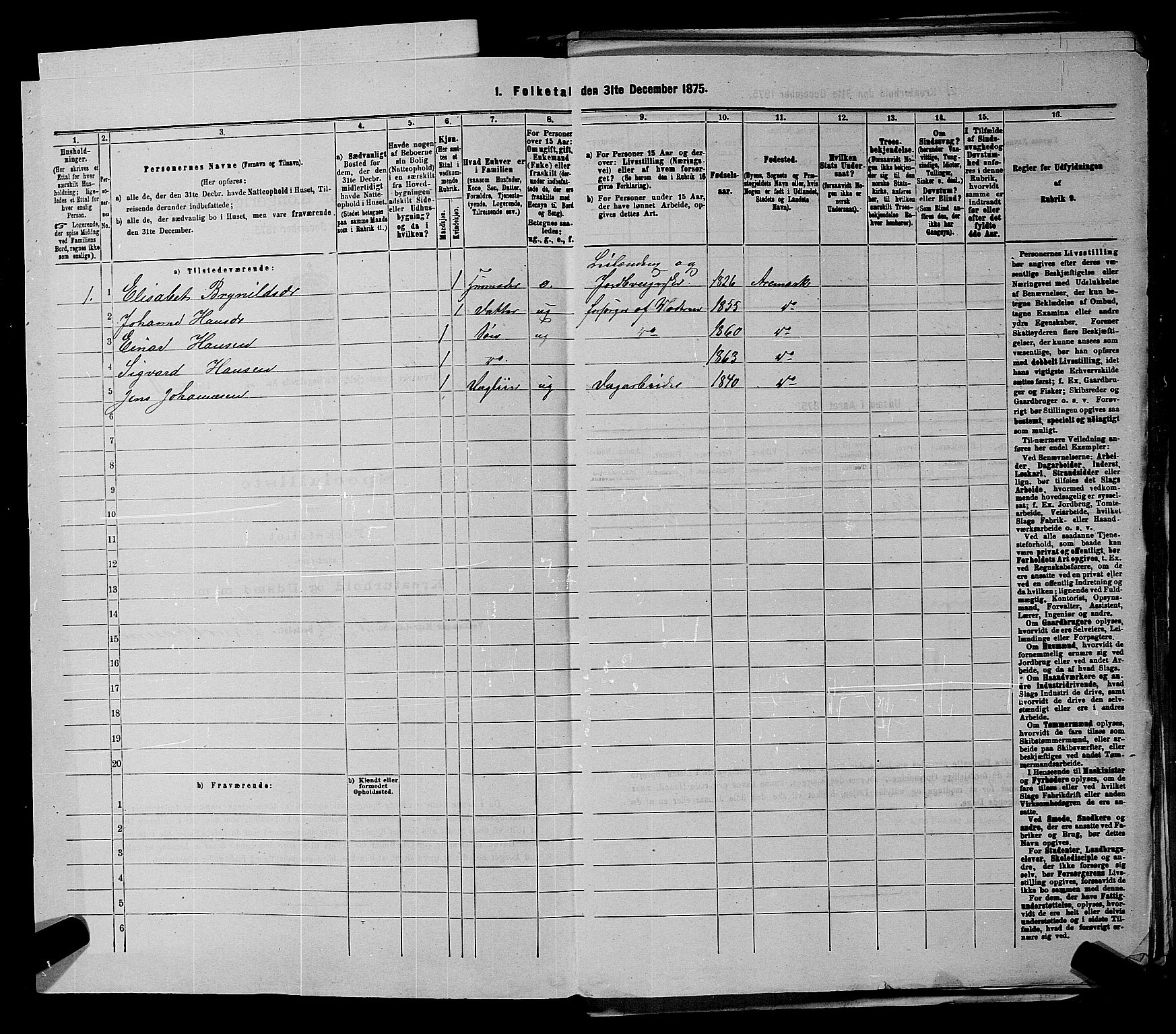 RA, 1875 census for 0118P Aremark, 1875, p. 207