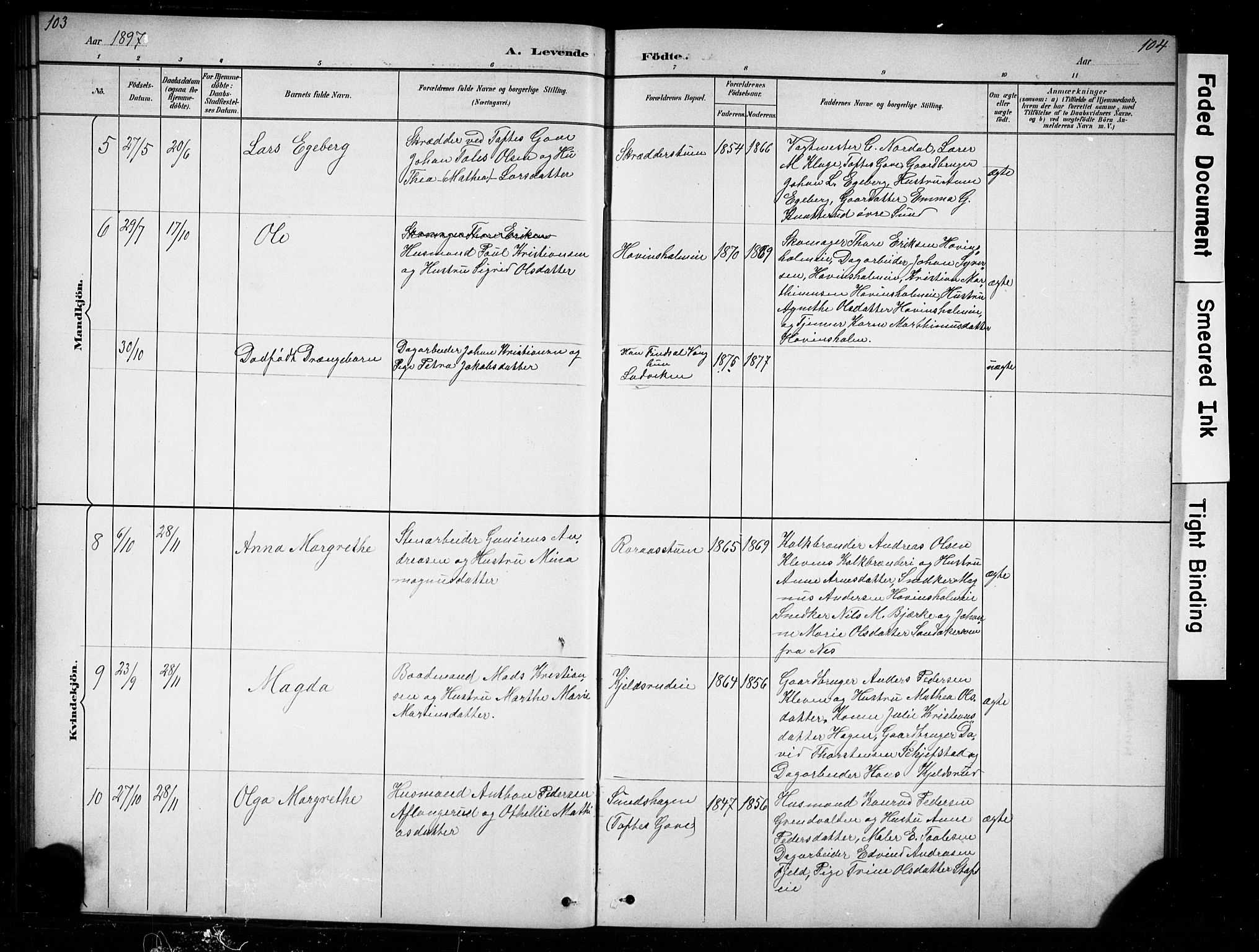 Nes prestekontor, Hedmark, AV/SAH-PREST-020/L/La/L0016: Parish register (copy) no. 16, 1883-1900, p. 103-104