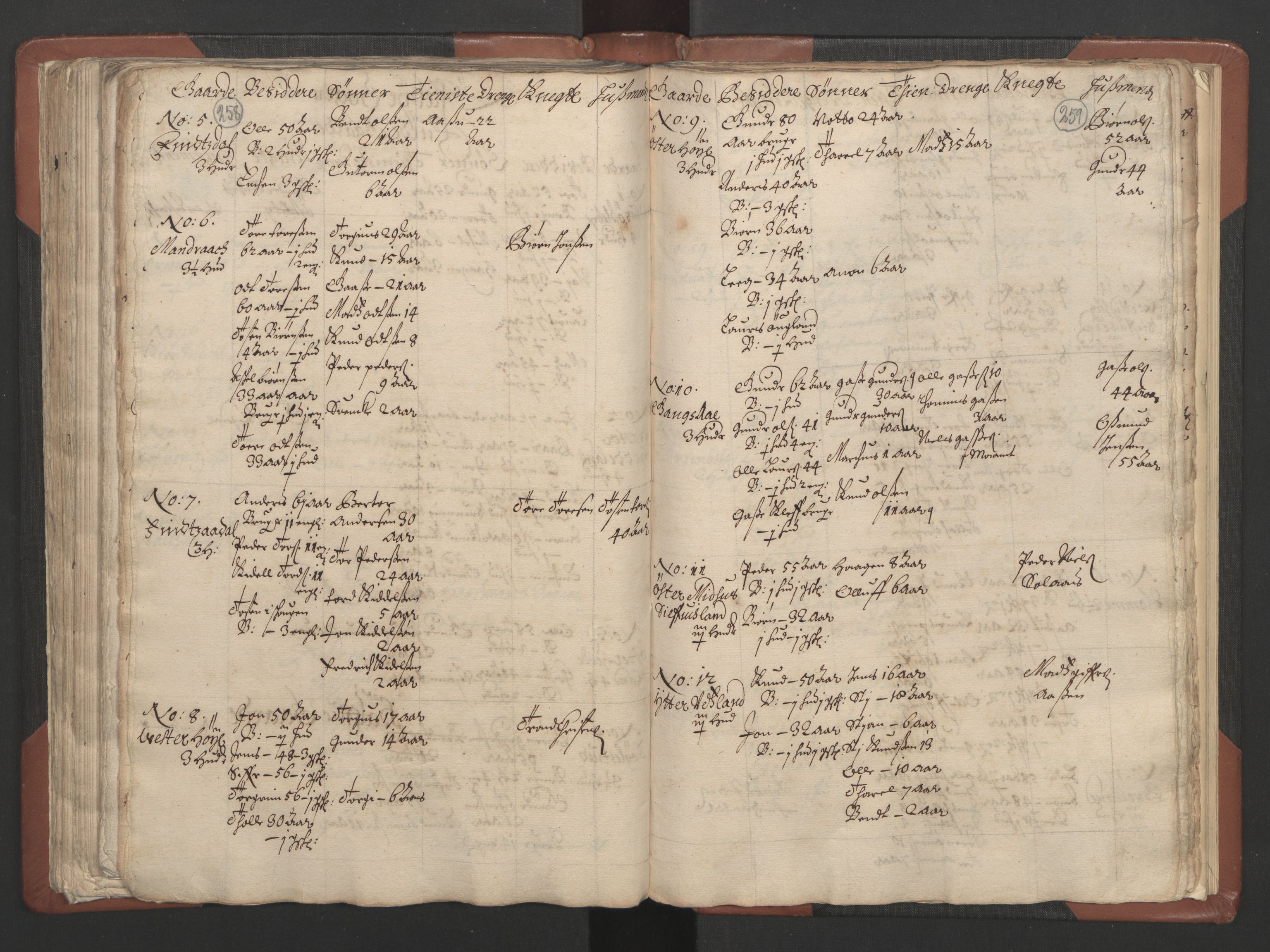 RA, Bailiff's Census 1664-1666, no. 9: Mandal len, 1664-1666, p. 258-259