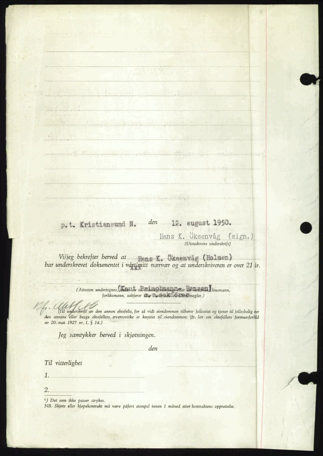 Nordmøre sorenskriveri, AV/SAT-A-4132/1/2/2Ca: Mortgage book no. A116, 1950-1950, Diary no: : 2549/1950