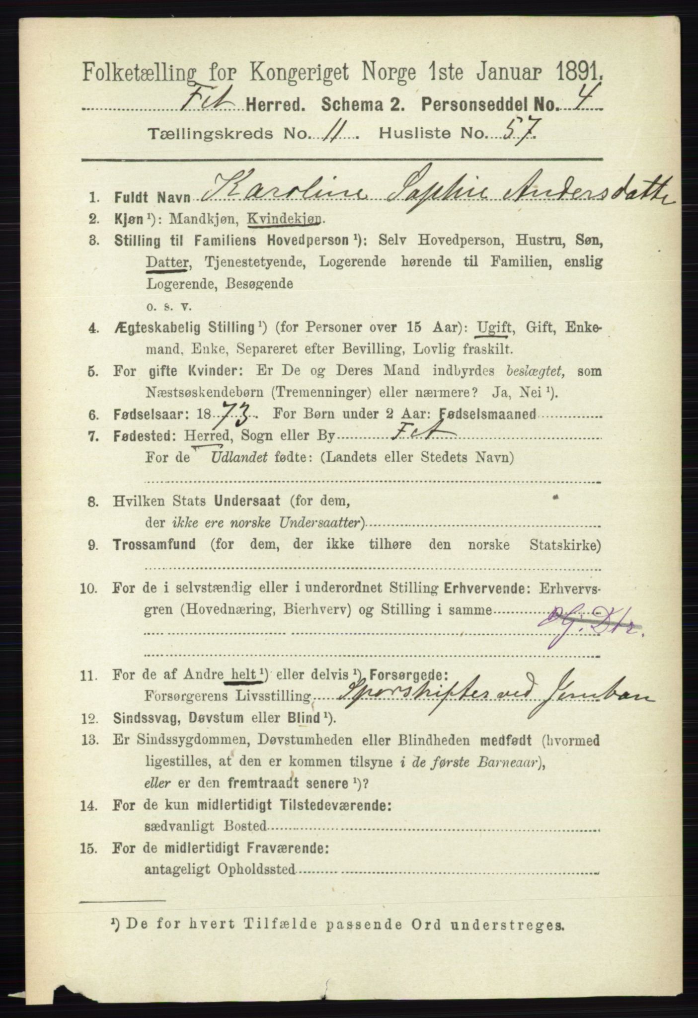 RA, 1891 census for 0227 Fet, 1891, p. 4618