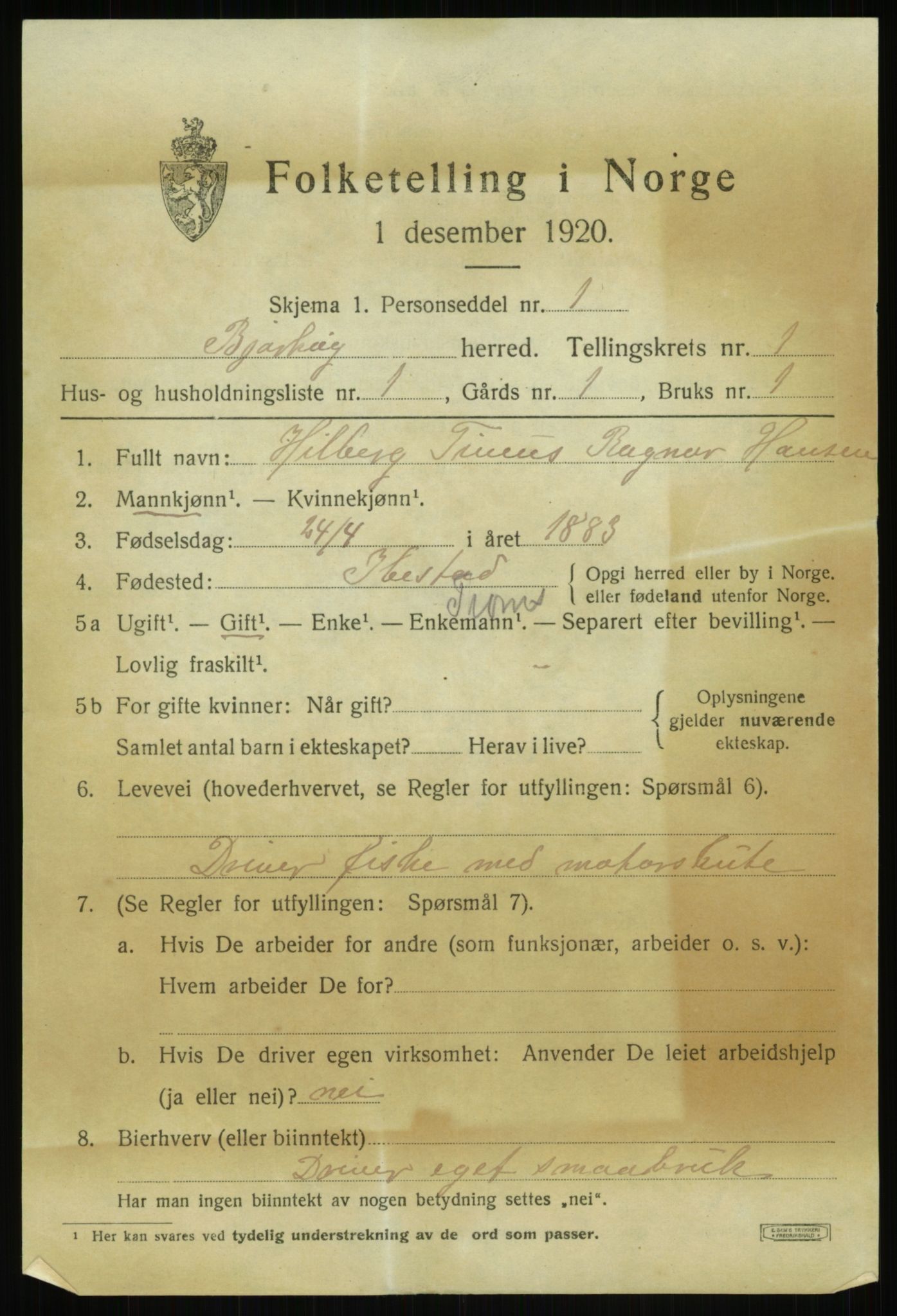 SATØ, 1920 census for Bjarkøy, 1920, p. 731