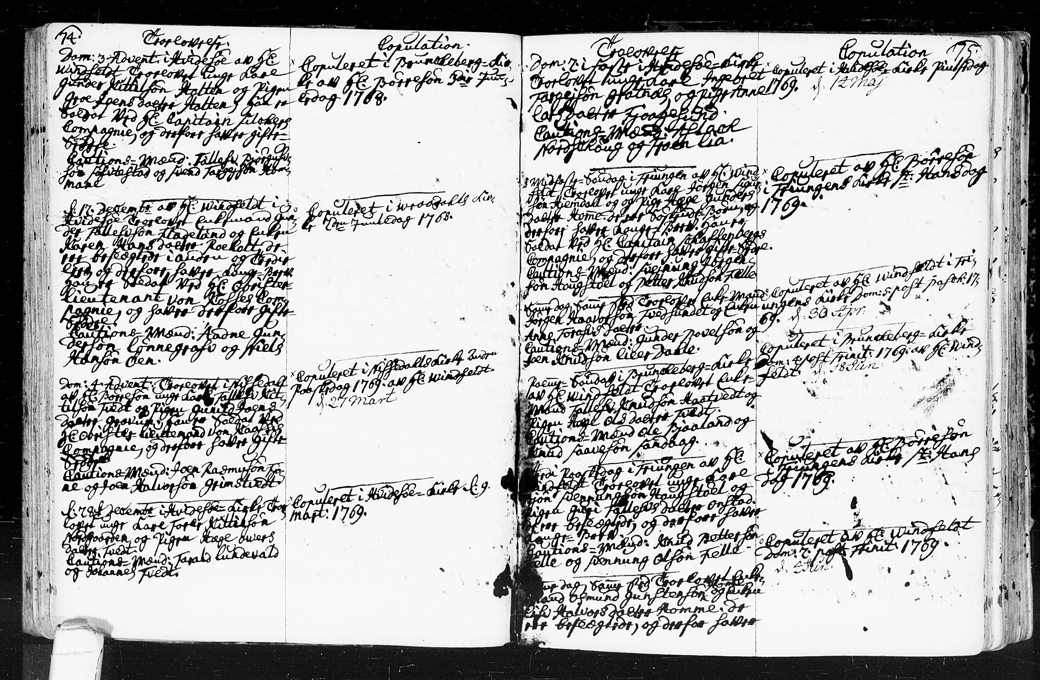 Kviteseid kirkebøker, SAKO/A-276/F/Fa/L0001: Parish register (official) no. I 1, 1754-1773, p. 74-75