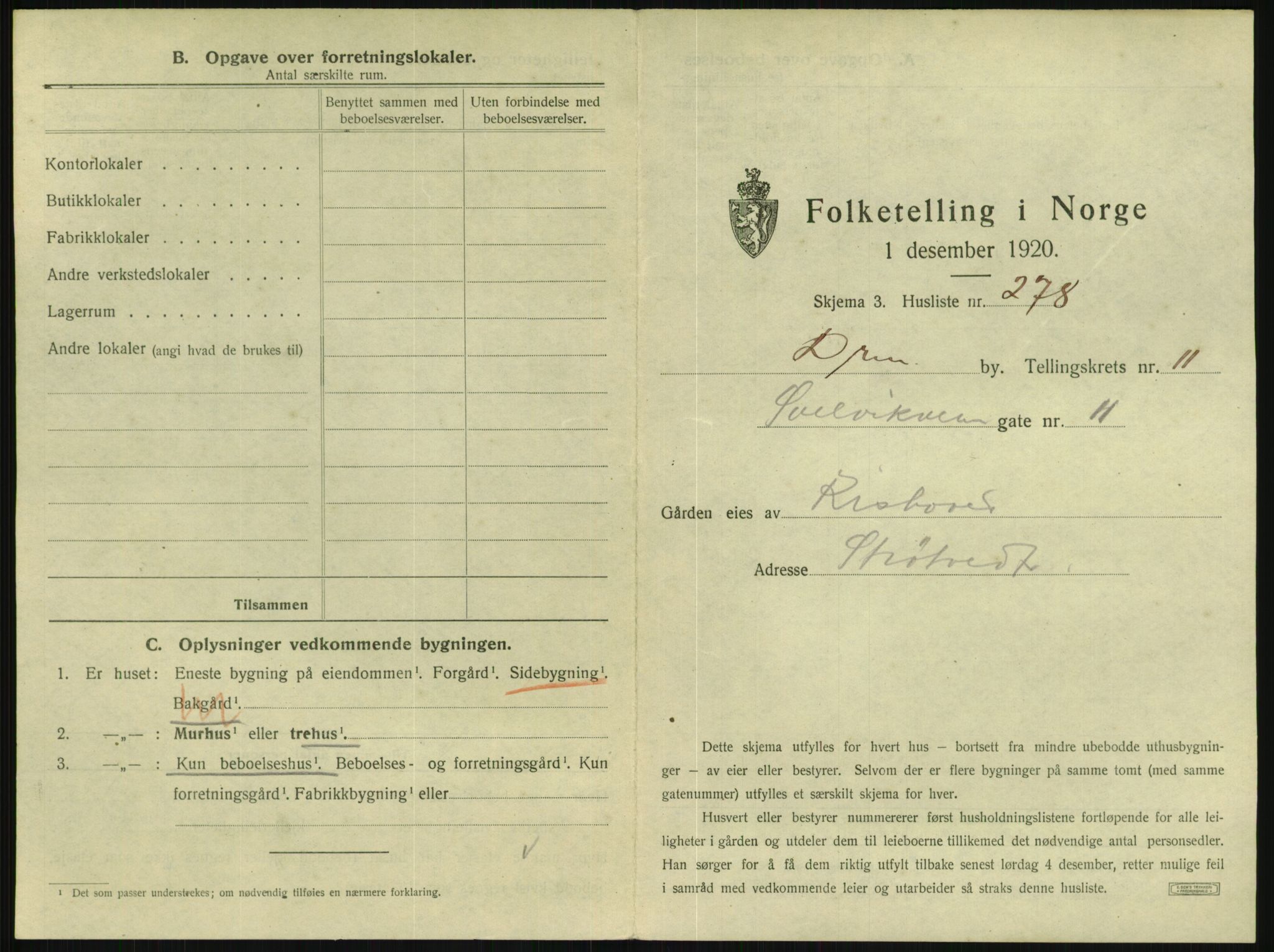 SAKO, 1920 census for Drammen, 1920, p. 5700