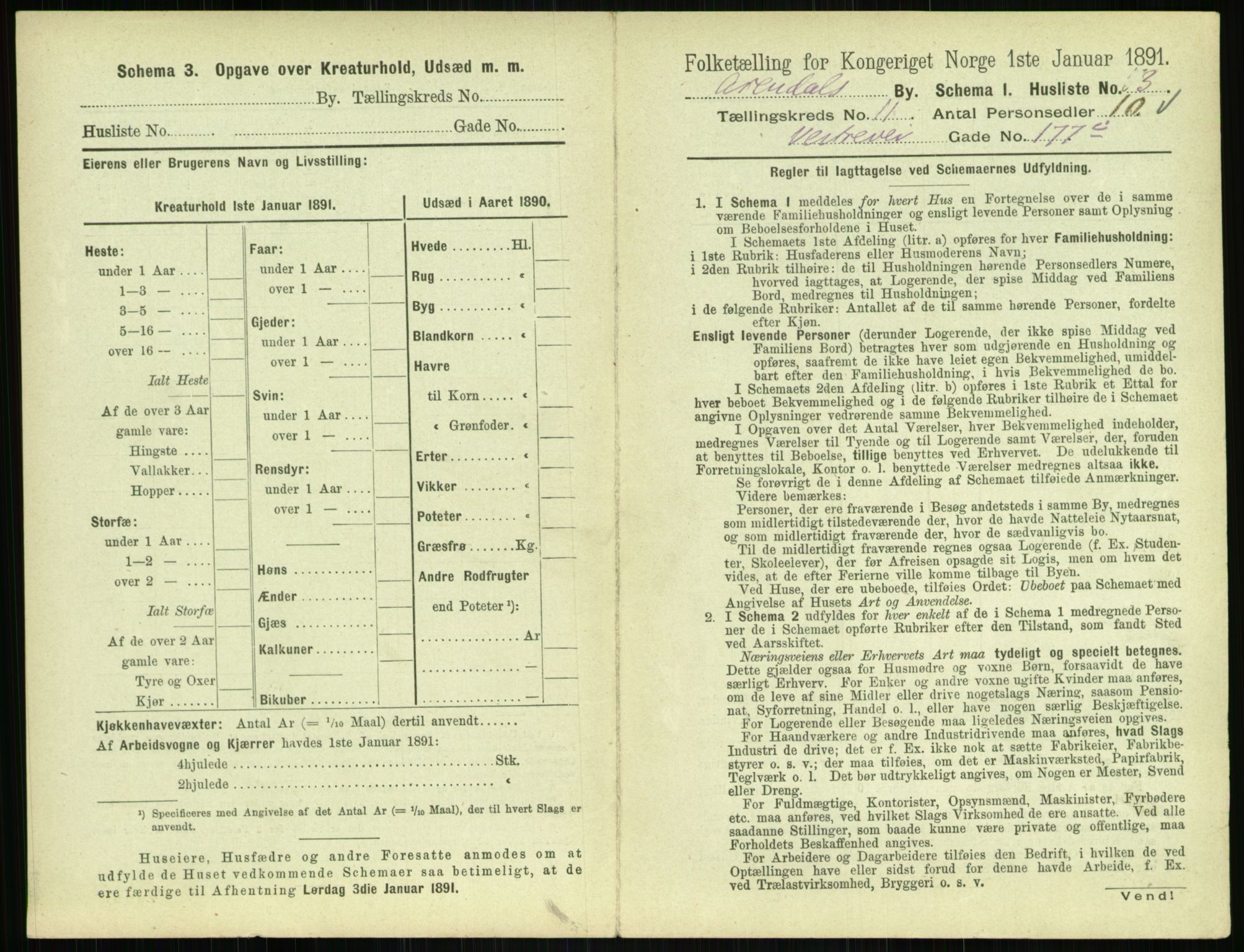 RA, 1891 census for 0903 Arendal, 1891, p. 566