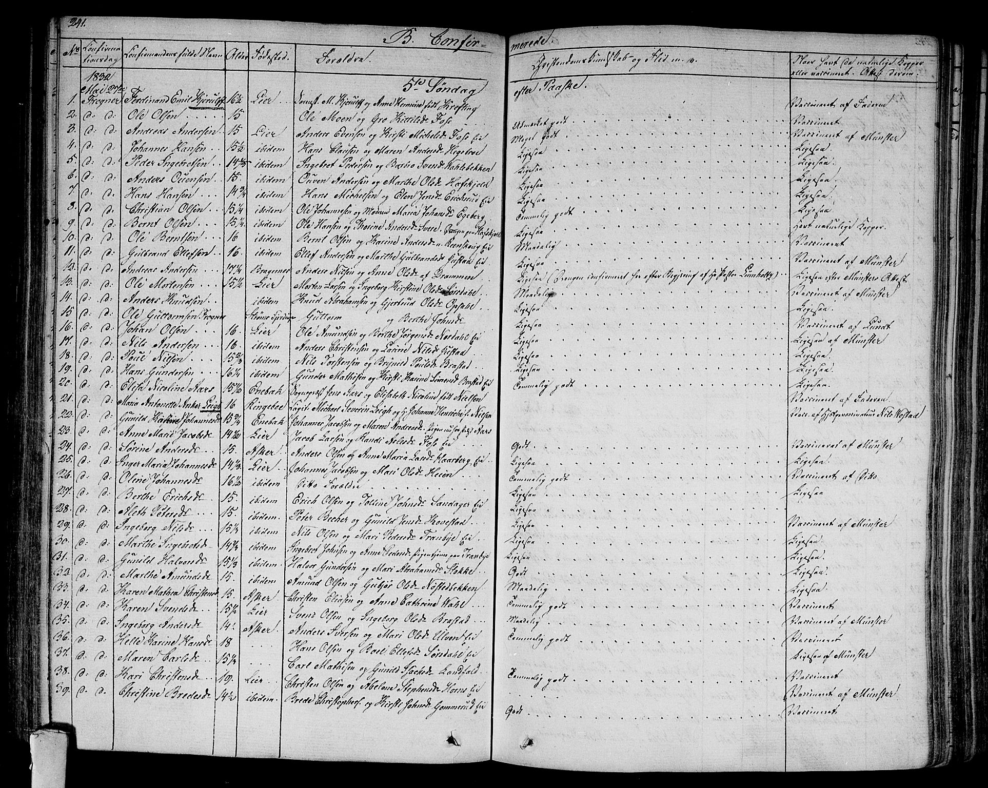 Lier kirkebøker, AV/SAKO-A-230/F/Fa/L0010: Parish register (official) no. I 10, 1827-1843, p. 241