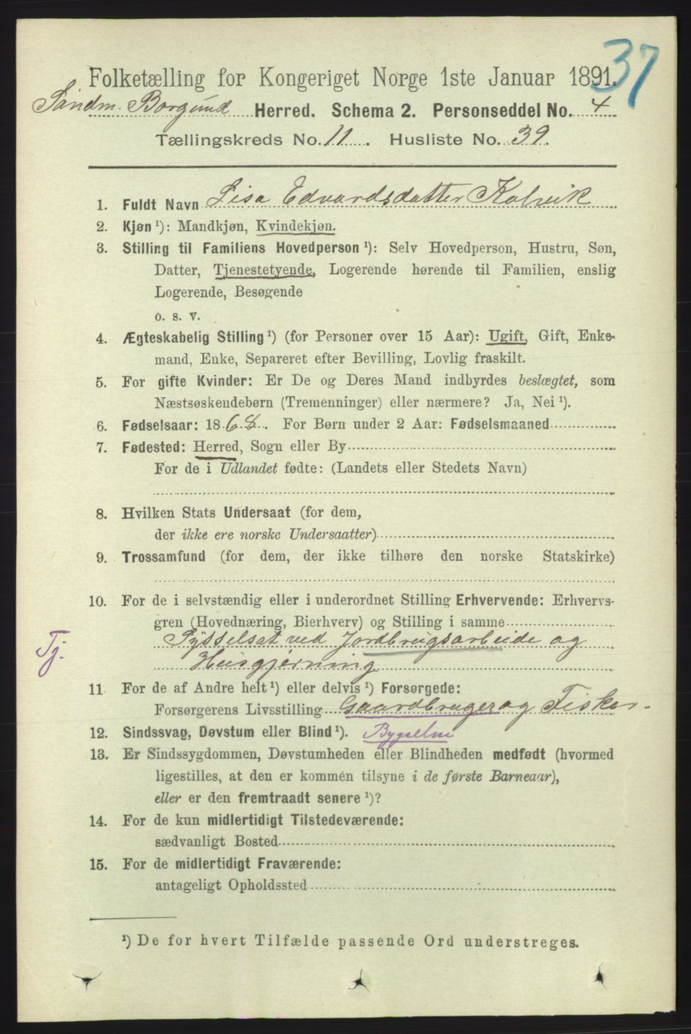 RA, 1891 census for 1531 Borgund, 1891, p. 2992