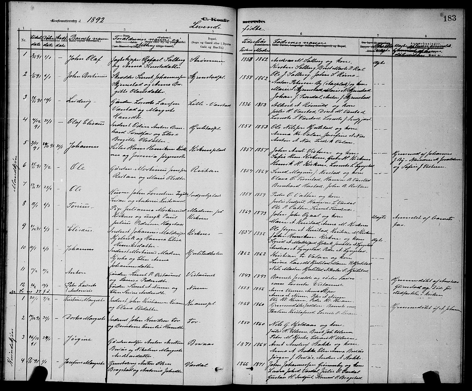 Ministerialprotokoller, klokkerbøker og fødselsregistre - Nord-Trøndelag, AV/SAT-A-1458/730/L0301: Parish register (copy) no. 730C04, 1880-1897, p. 183