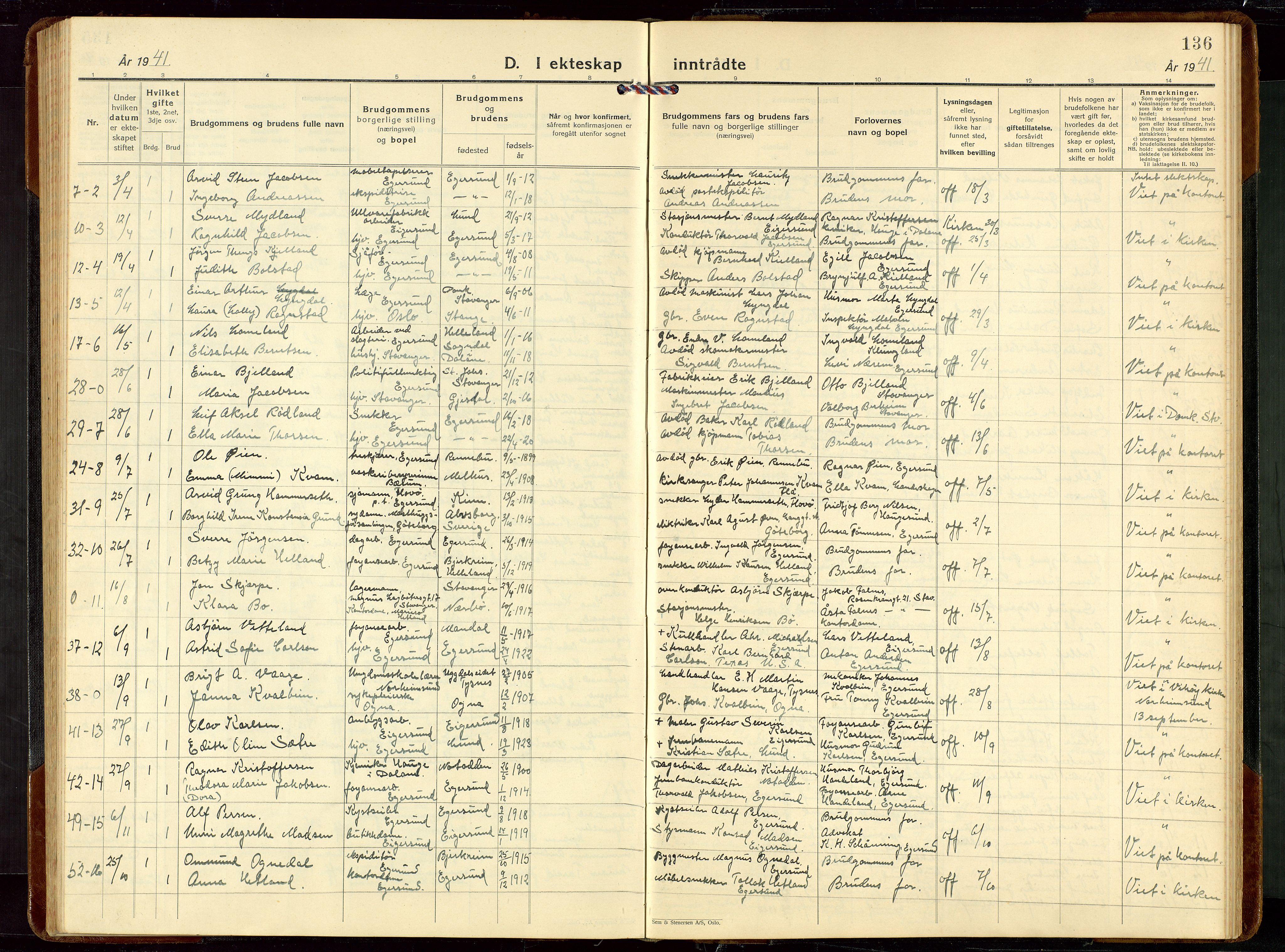 Eigersund sokneprestkontor, AV/SAST-A-101807/S09/L0014: Parish register (copy) no. B 14, 1931-1949, p. 136