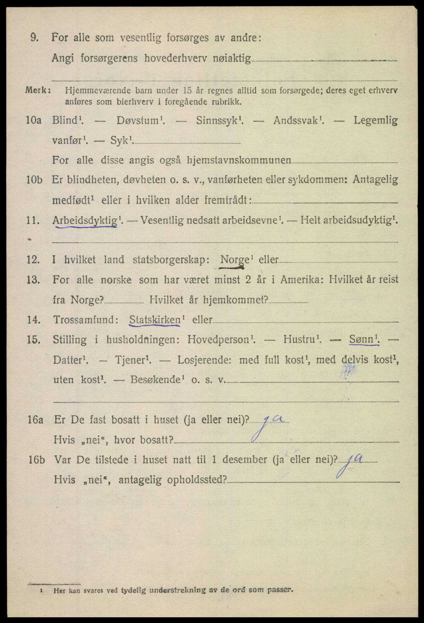 SAH, 1920 census for Vang (Oppland), 1920, p. 2620