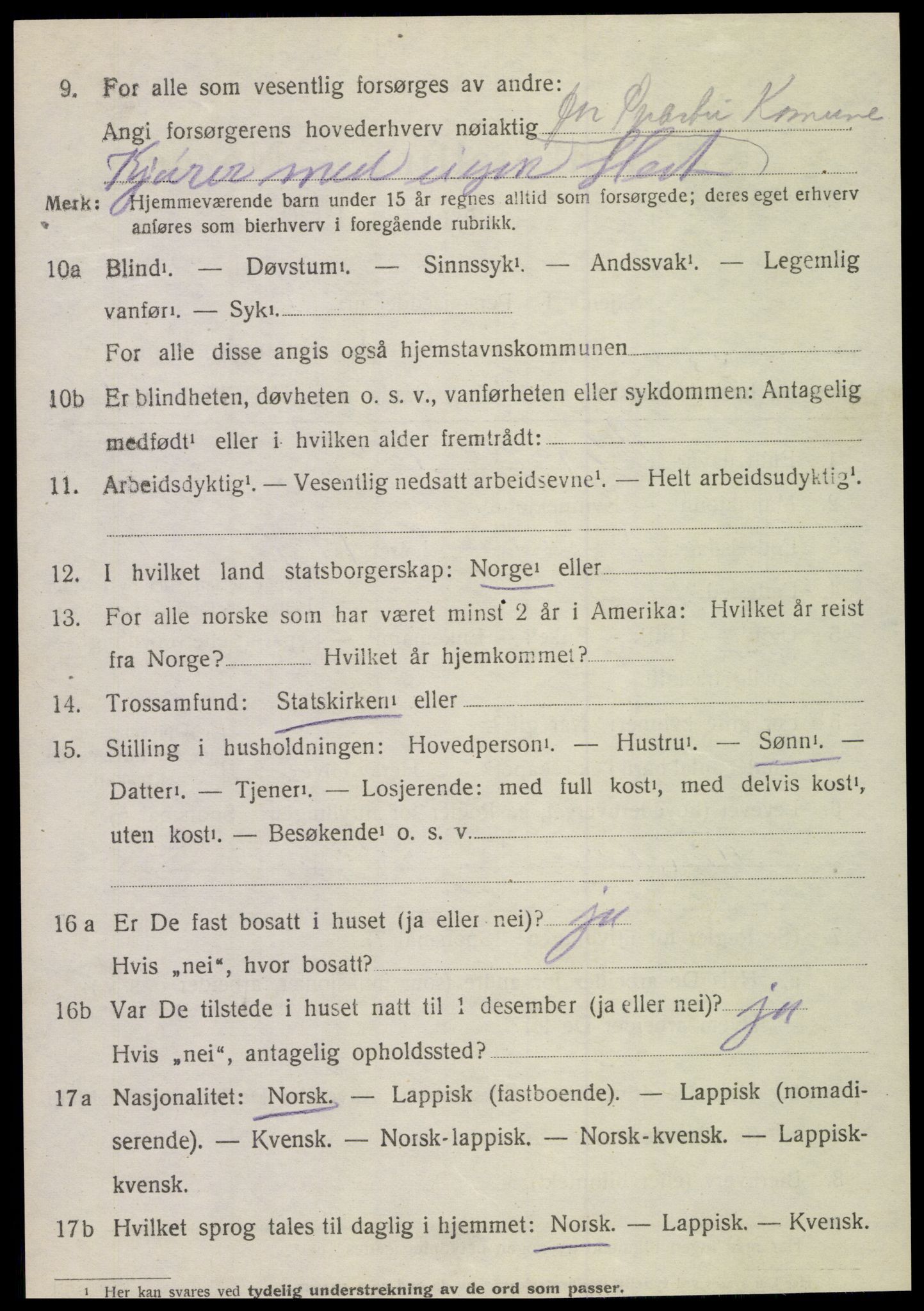 SAT, 1920 census for Sparbu, 1920, p. 5194