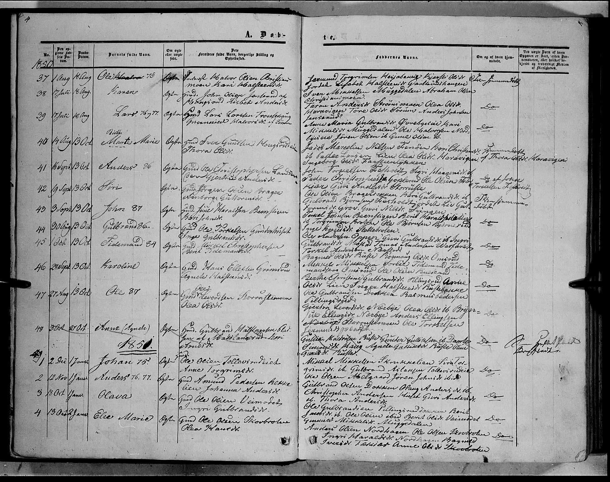 Sør-Aurdal prestekontor, SAH/PREST-128/H/Ha/Haa/L0007: Parish register (official) no. 7, 1849-1876, p. 4