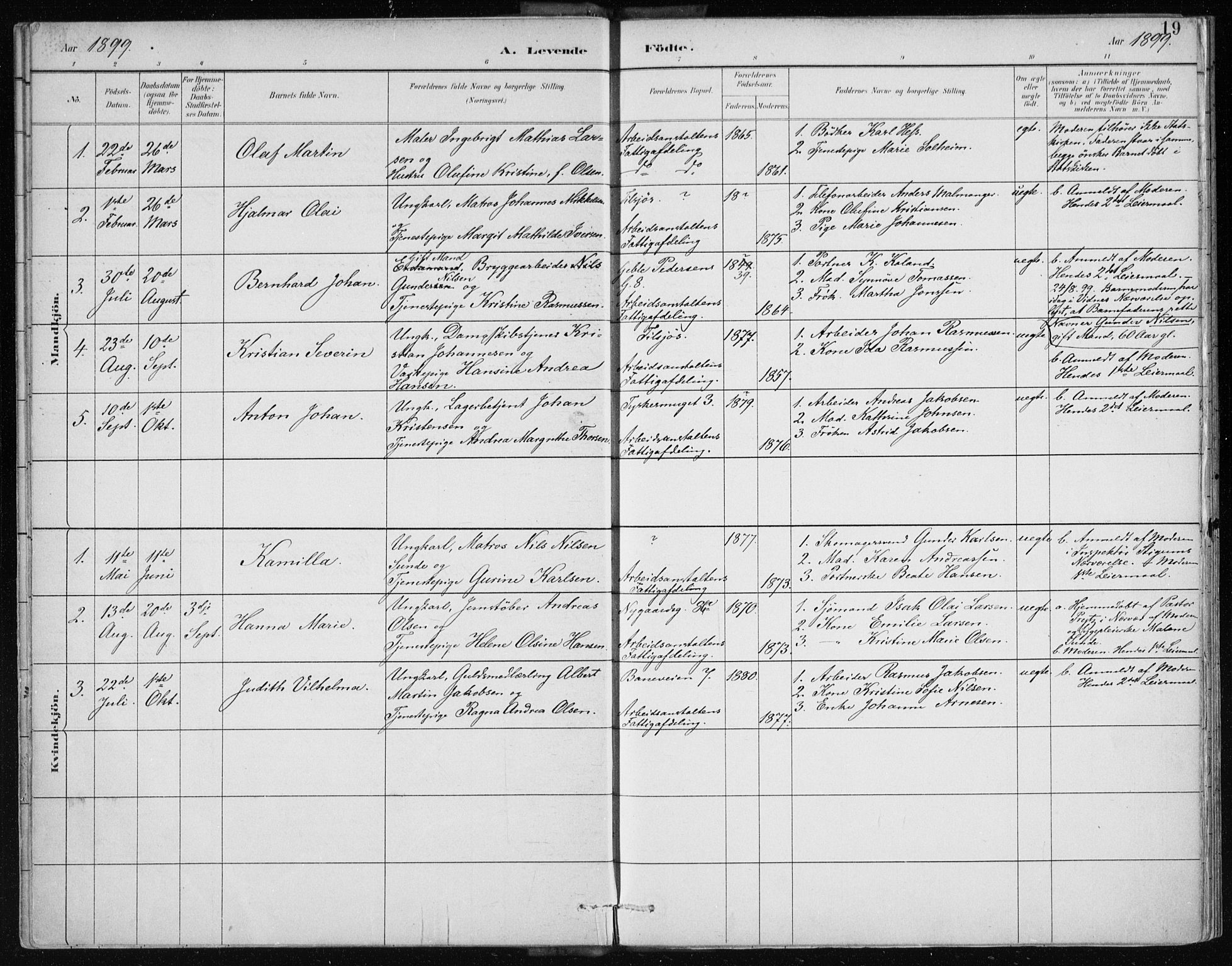 Bergen kommunale pleiehjem - stiftelsespresten, AV/SAB-A-100281: Parish register (official) no. A 2, 1887-1939, p. 19