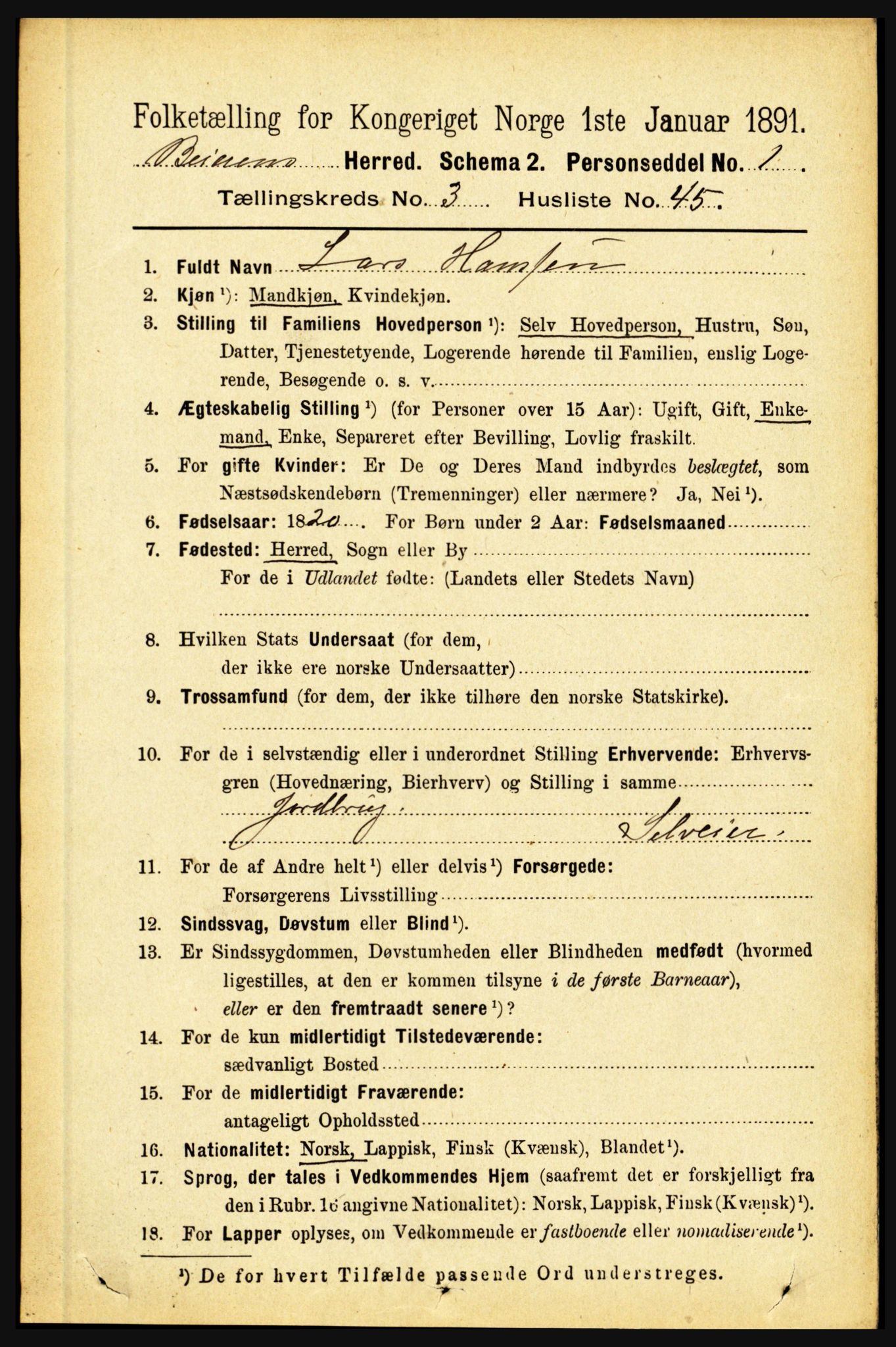 RA, 1891 census for 1839 Beiarn, 1891, p. 1286