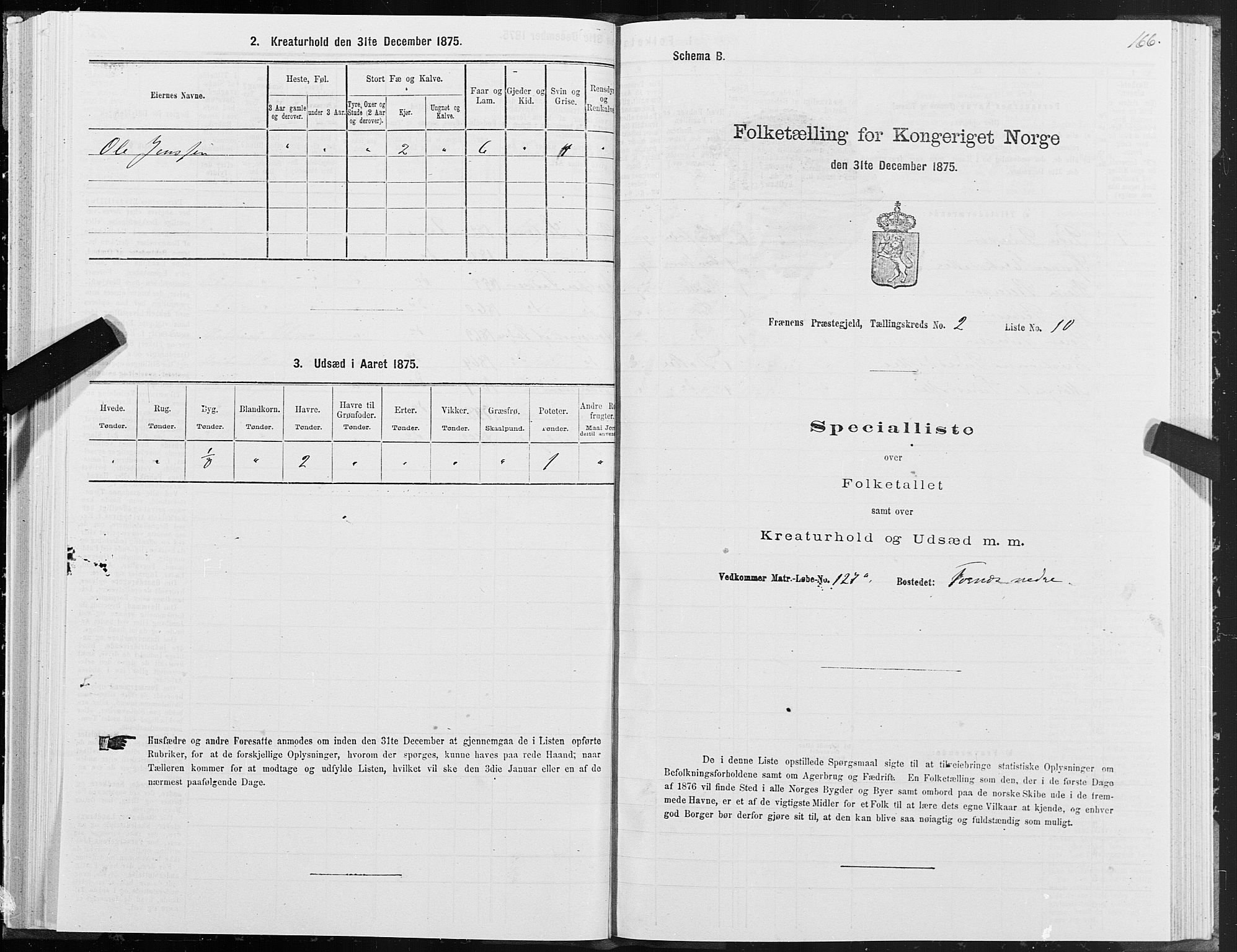 SAT, 1875 census for 1548P Fræna, 1875, p. 1166