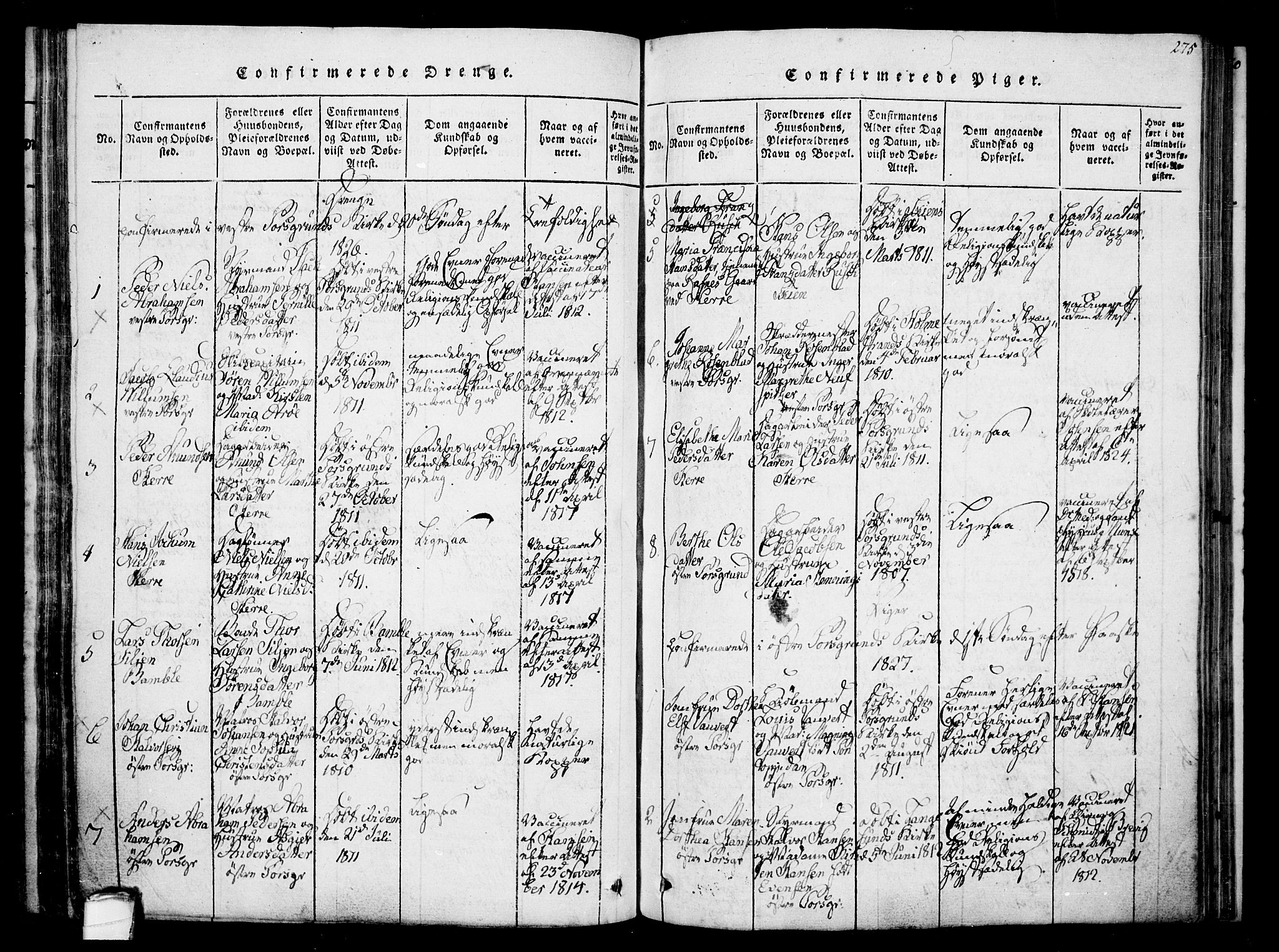 Porsgrunn kirkebøker , SAKO/A-104/F/Fa/L0004: Parish register (official) no. 4, 1814-1828, p. 275