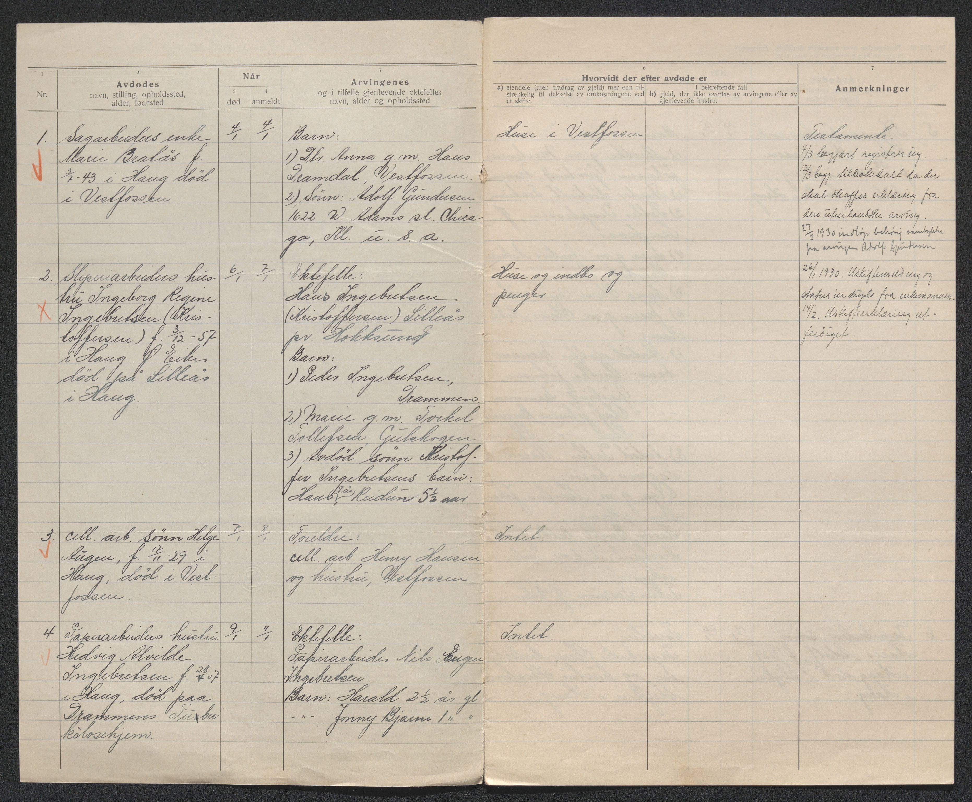 Eiker, Modum og Sigdal sorenskriveri, AV/SAKO-A-123/H/Ha/Hab/L0046: Dødsfallsmeldinger, 1930-1931, p. 53