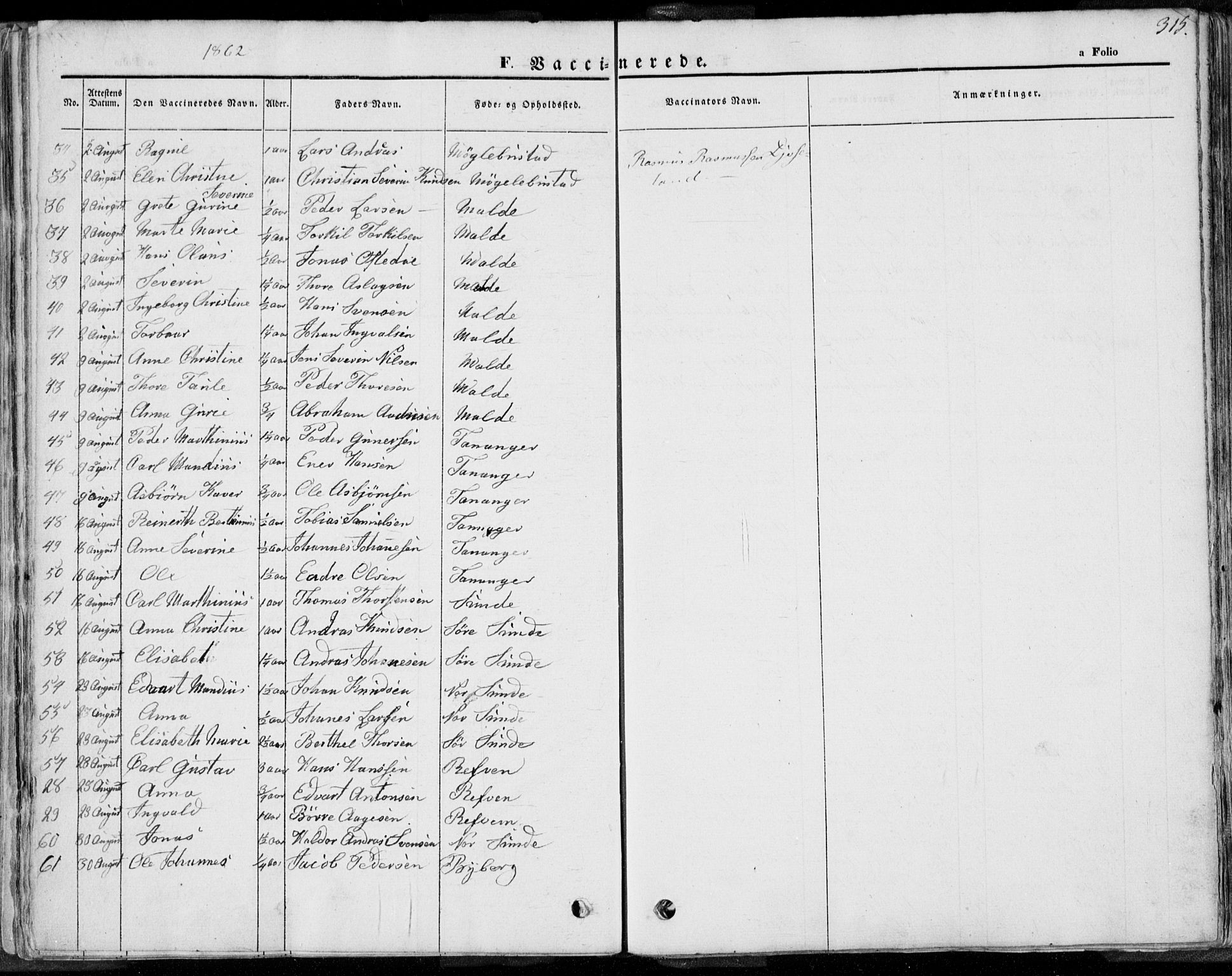 Håland sokneprestkontor, AV/SAST-A-101802/001/30BA/L0008: Parish register (official) no. A 7.2, 1854-1870, p. 315