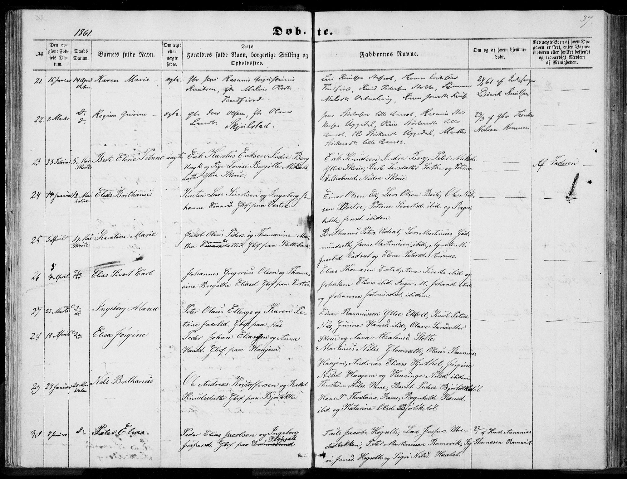 Ministerialprotokoller, klokkerbøker og fødselsregistre - Møre og Romsdal, SAT/A-1454/524/L0354: Parish register (official) no. 524A06, 1857-1863, p. 37