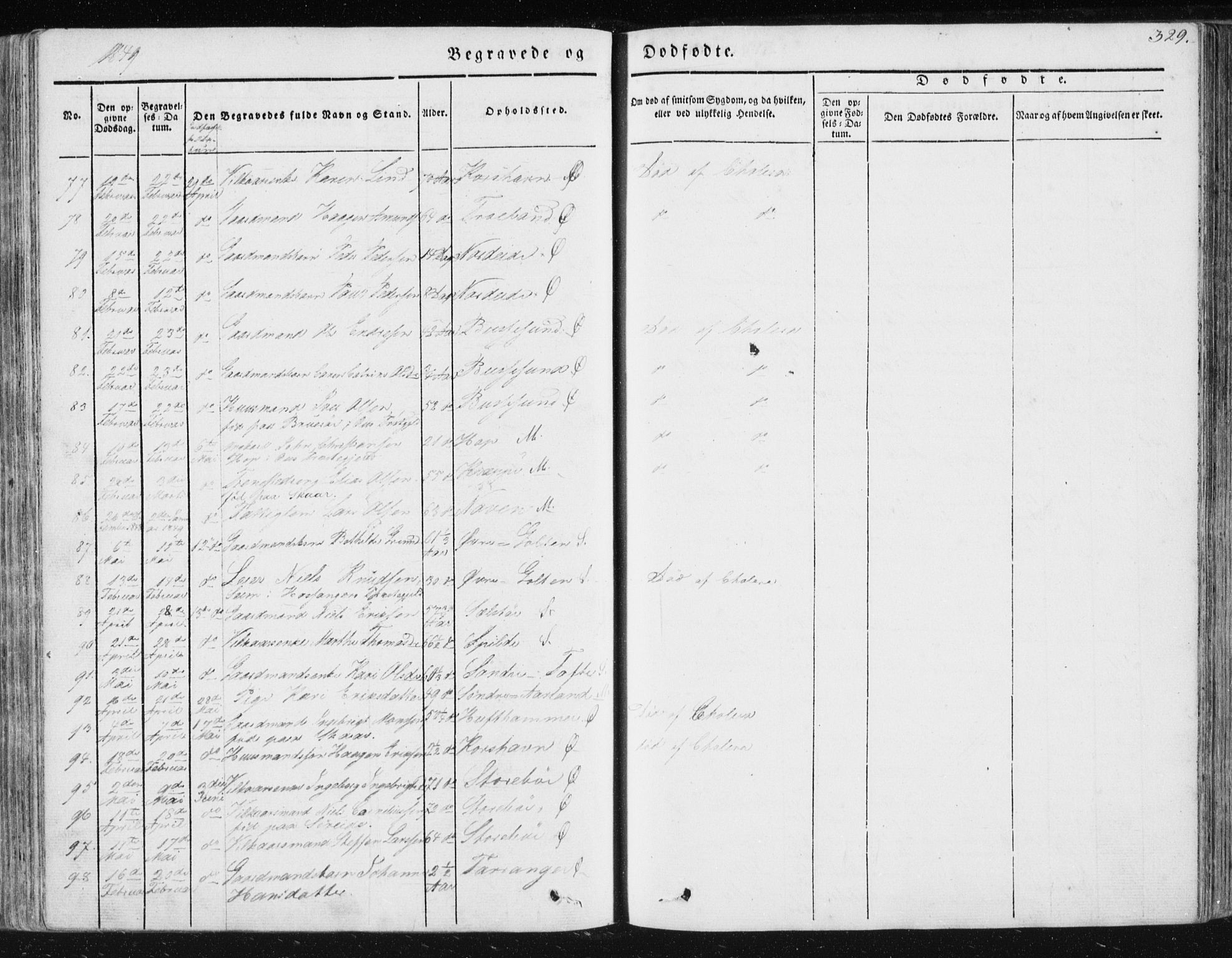Sund sokneprestembete, SAB/A-99930: Parish register (official) no. A 13, 1835-1849, p. 329