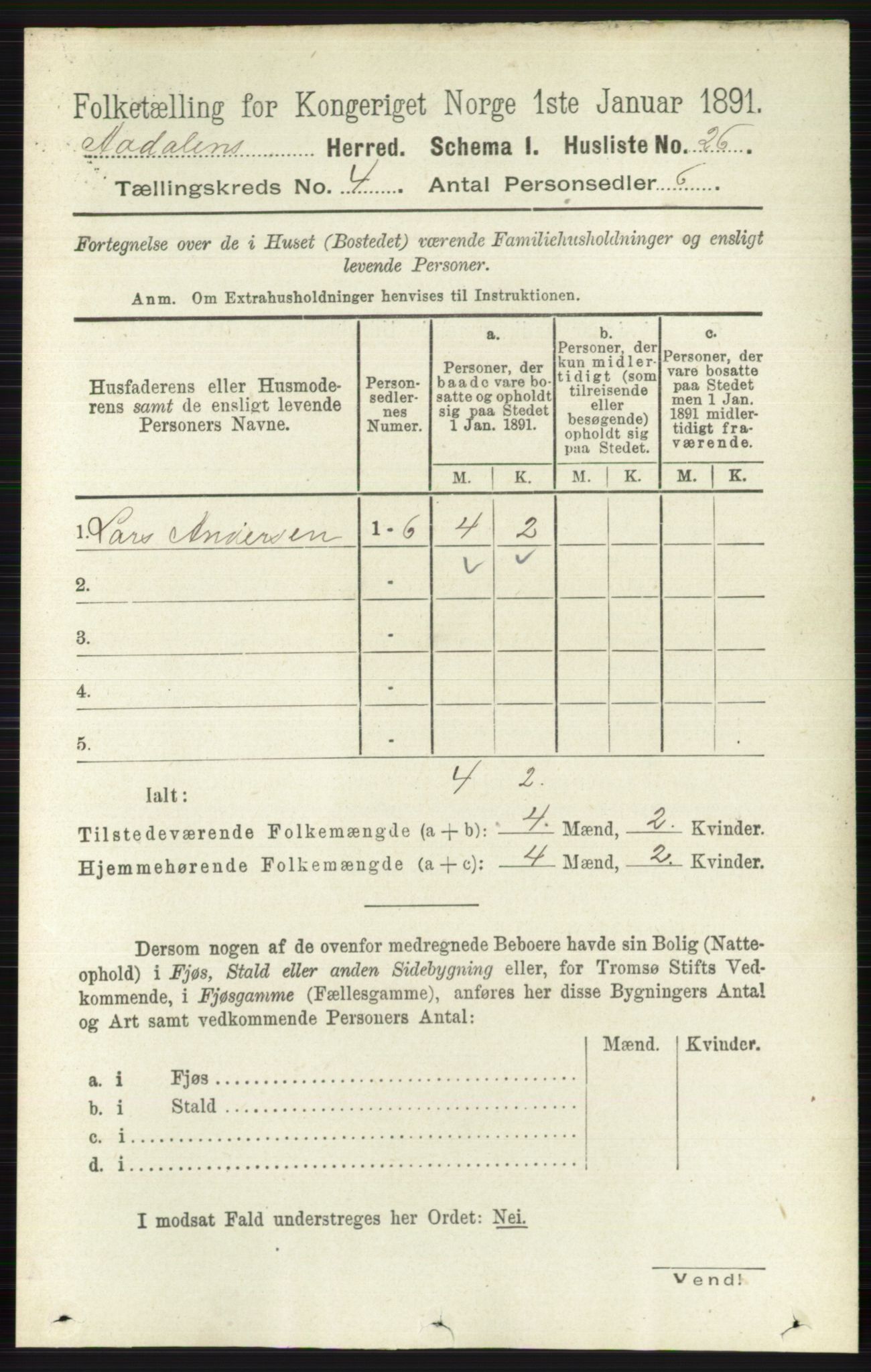 RA, 1891 census for 0614 Ådal, 1891, p. 1476