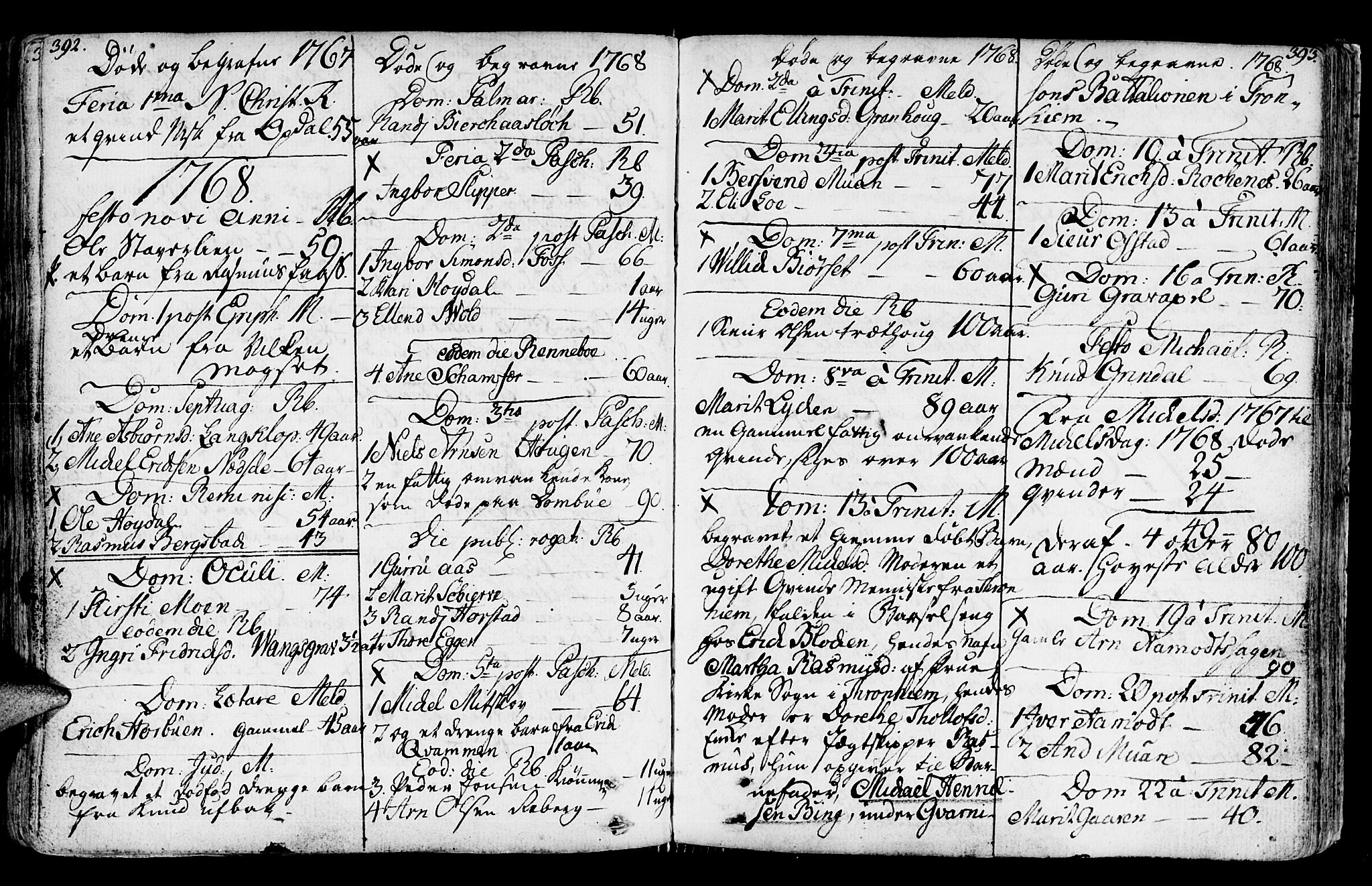 Ministerialprotokoller, klokkerbøker og fødselsregistre - Sør-Trøndelag, SAT/A-1456/672/L0851: Parish register (official) no. 672A04, 1751-1775, p. 392-393
