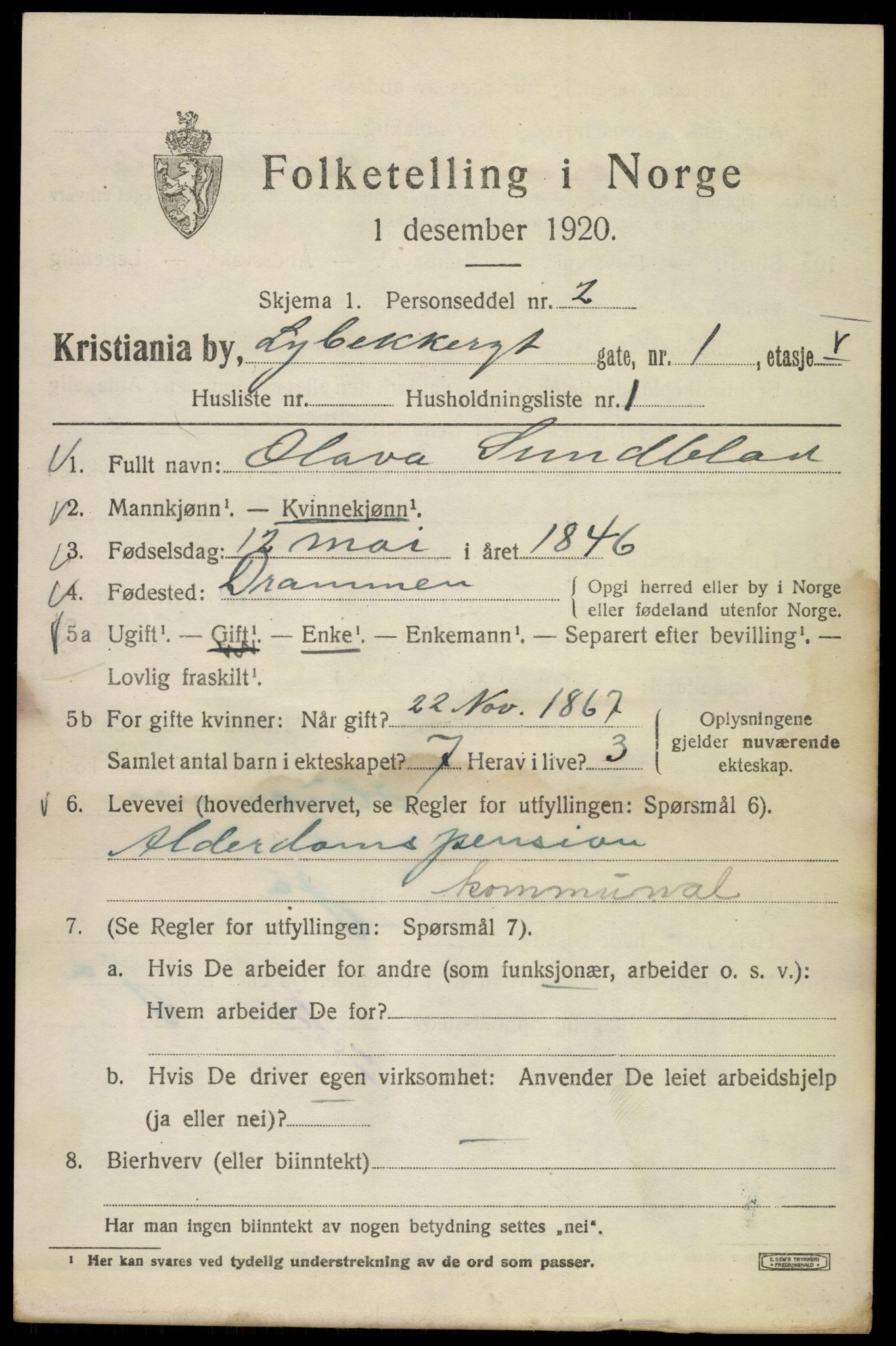 SAO, 1920 census for Kristiania, 1920, p. 366571