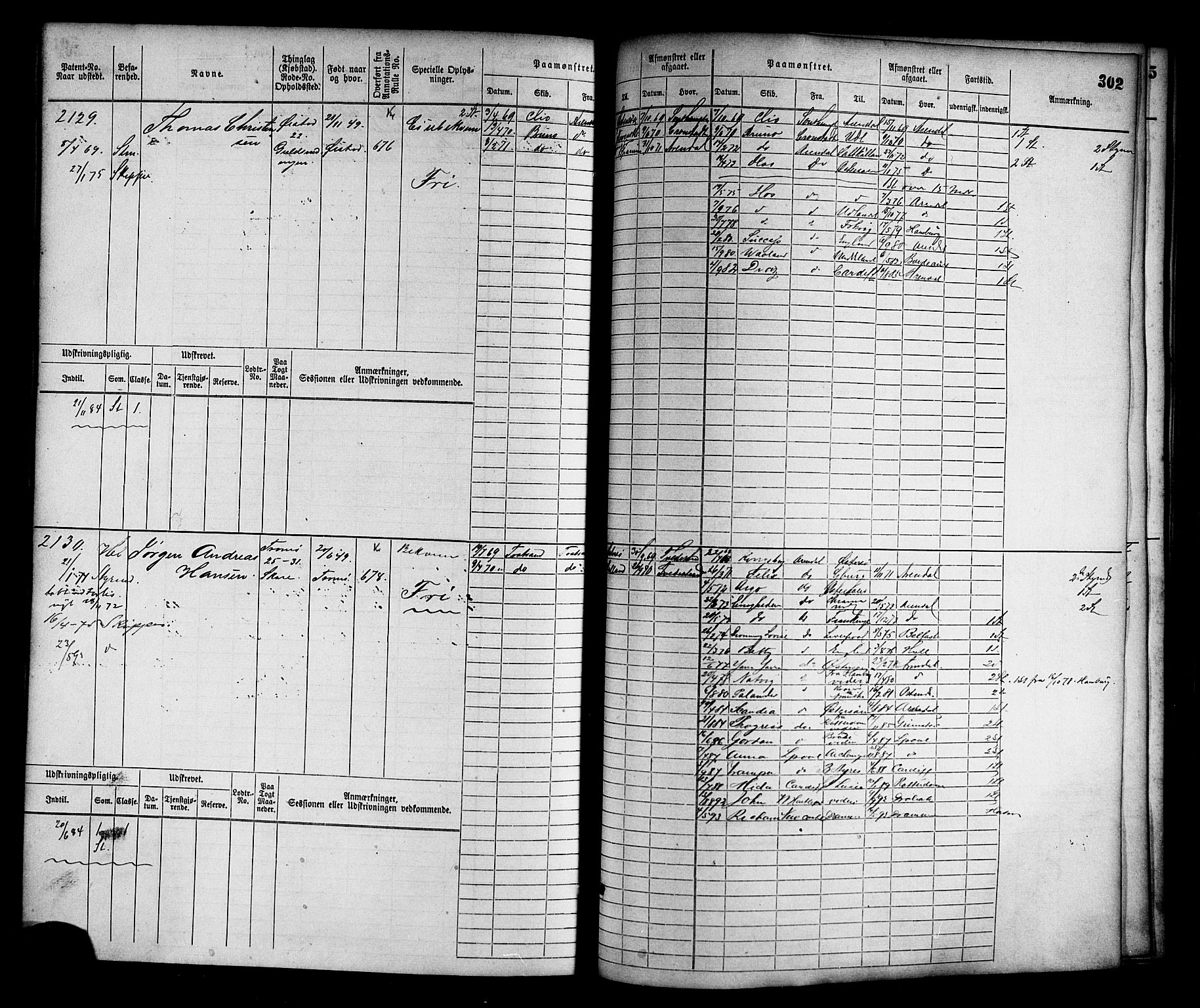 Arendal mønstringskrets, AV/SAK-2031-0012/F/Fb/L0012: Hovedrulle nr 1529-2290, S-10, 1868-1885, p. 312