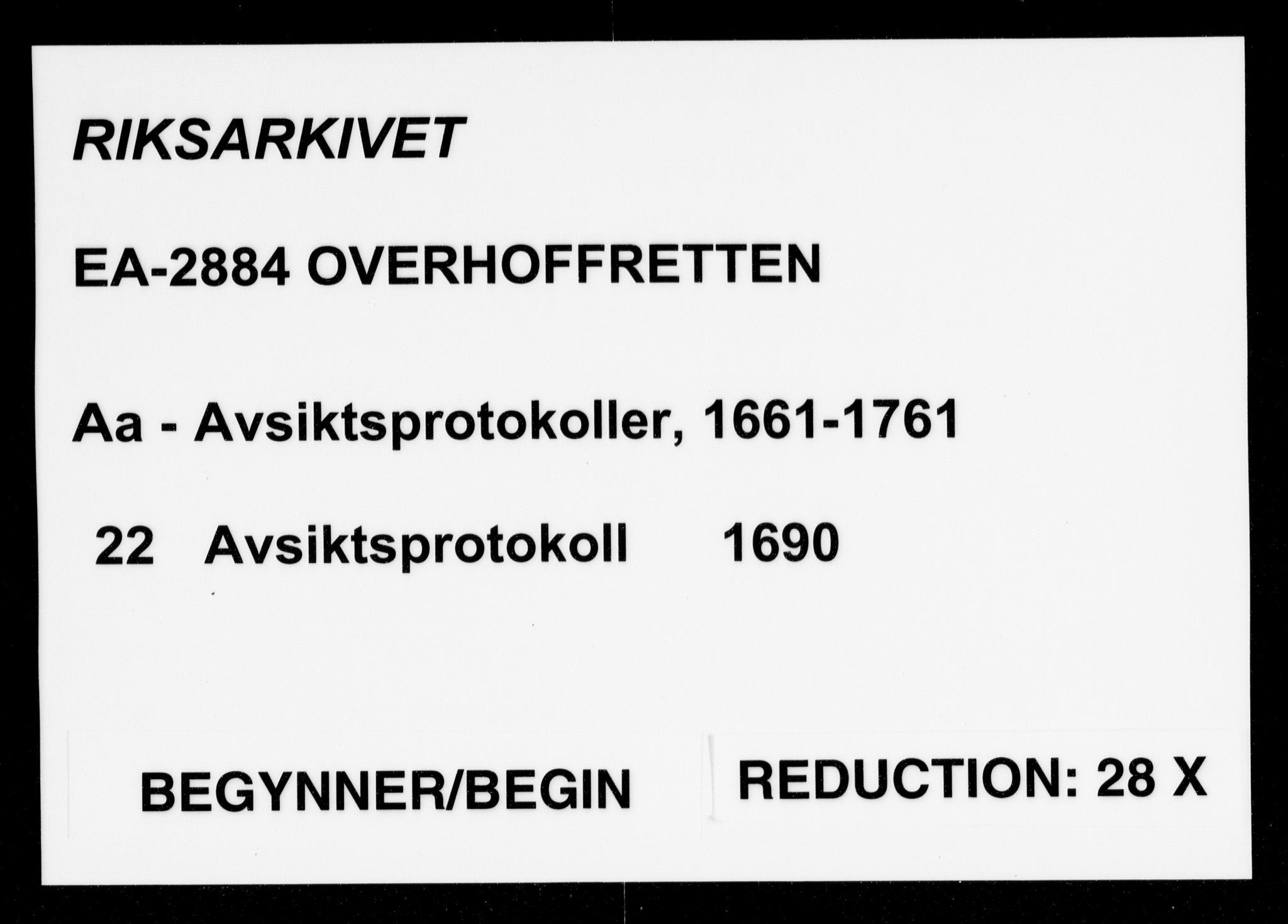 Overhoffretten 1667-1797, AV/RA-EA-2884/Aa/L0022: Avsiktsprotokoll, 1690