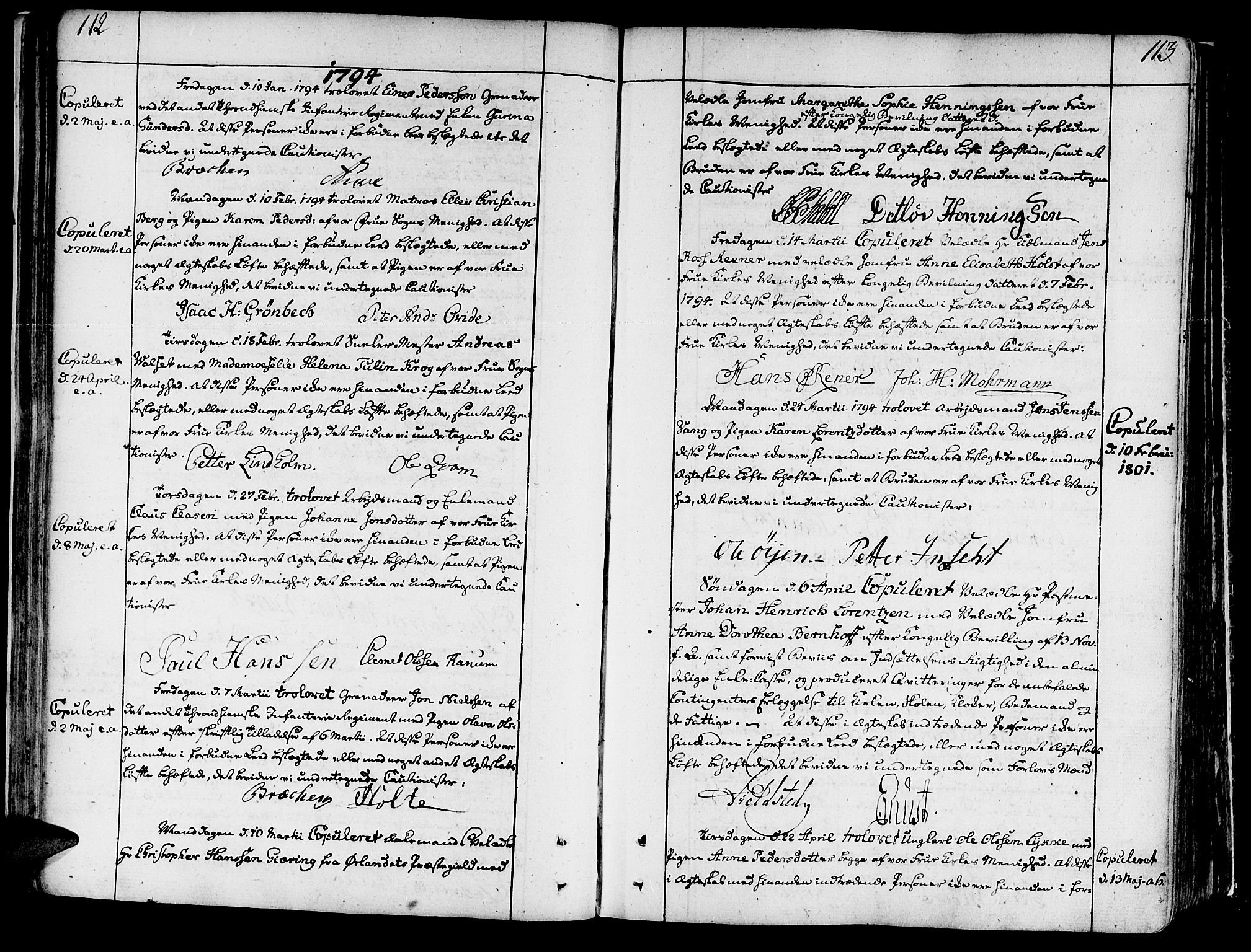 Ministerialprotokoller, klokkerbøker og fødselsregistre - Sør-Trøndelag, SAT/A-1456/602/L0105: Parish register (official) no. 602A03, 1774-1814, p. 112-113